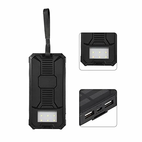 Solarny powerbank 20000 mAh USB 2 wyjścia bezprzewodowy szybkie ładowanie latarka