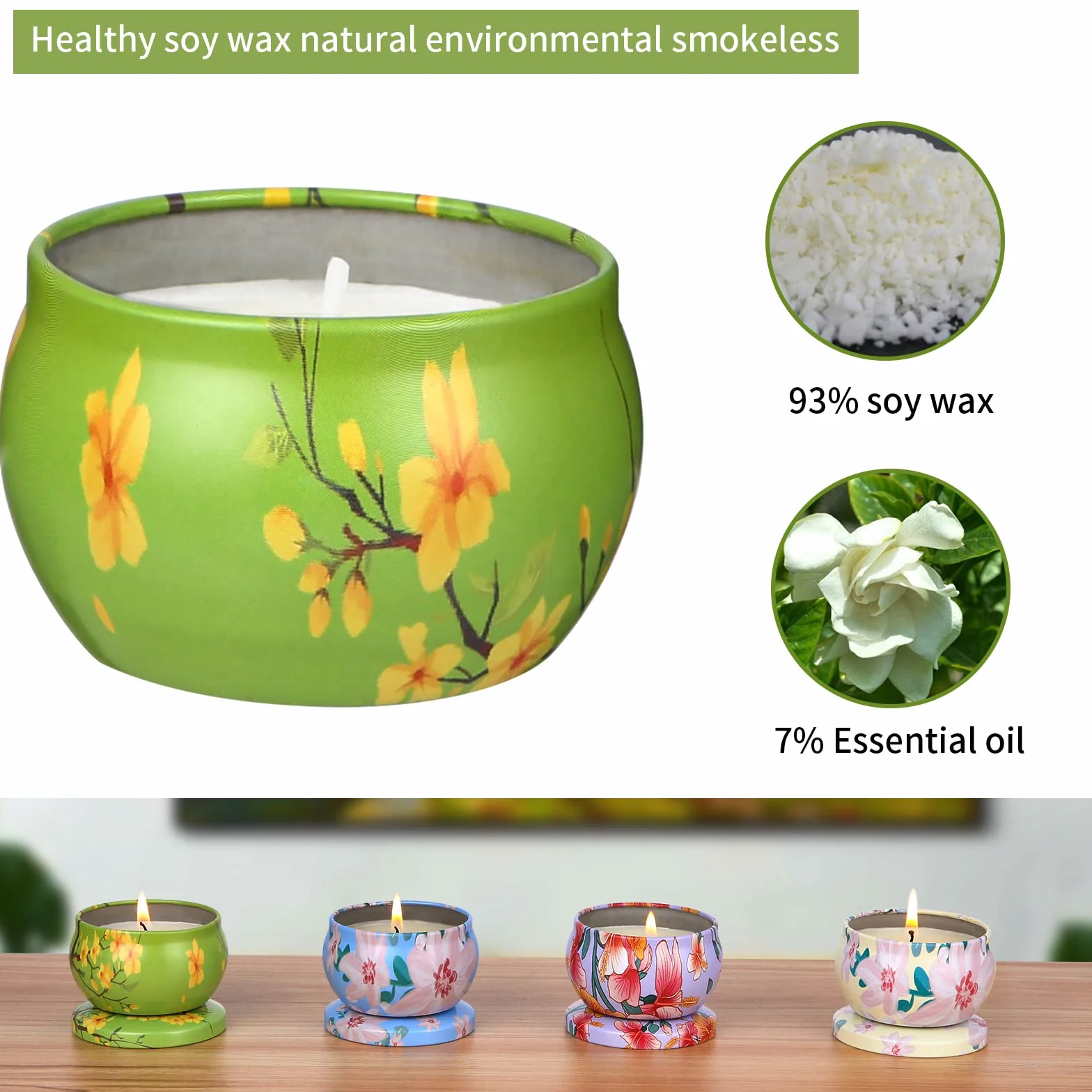Zestaw 8 świec zapachowych, świeczki bożonarodzeniowe, w 100% naturalne świece sojowe, cytryna, lawenda, rozmaryn, aromaterapia, do masażu, redukcji stresu, na Boże Narodzenie, urodziny, Dzień
