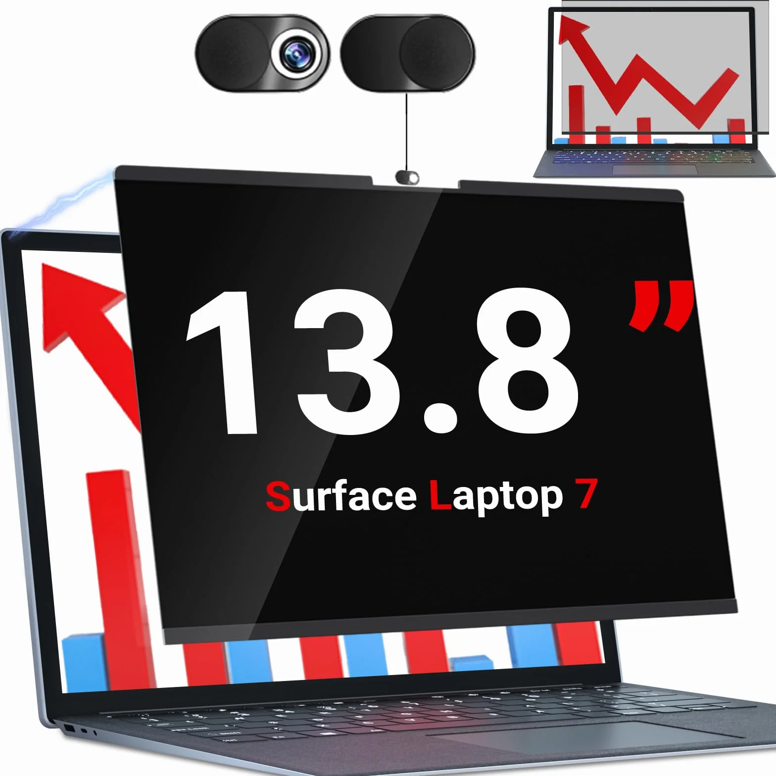 ZOEGAA Magnetyczny ekran prywatności Microsoft 13,8-calowy Surface Laptop 7, zdejmowany dotykowy filtr prywatności, ochrona przed niebieskim światłem, odporna na zarysowania powierzchnia 7 ekran
