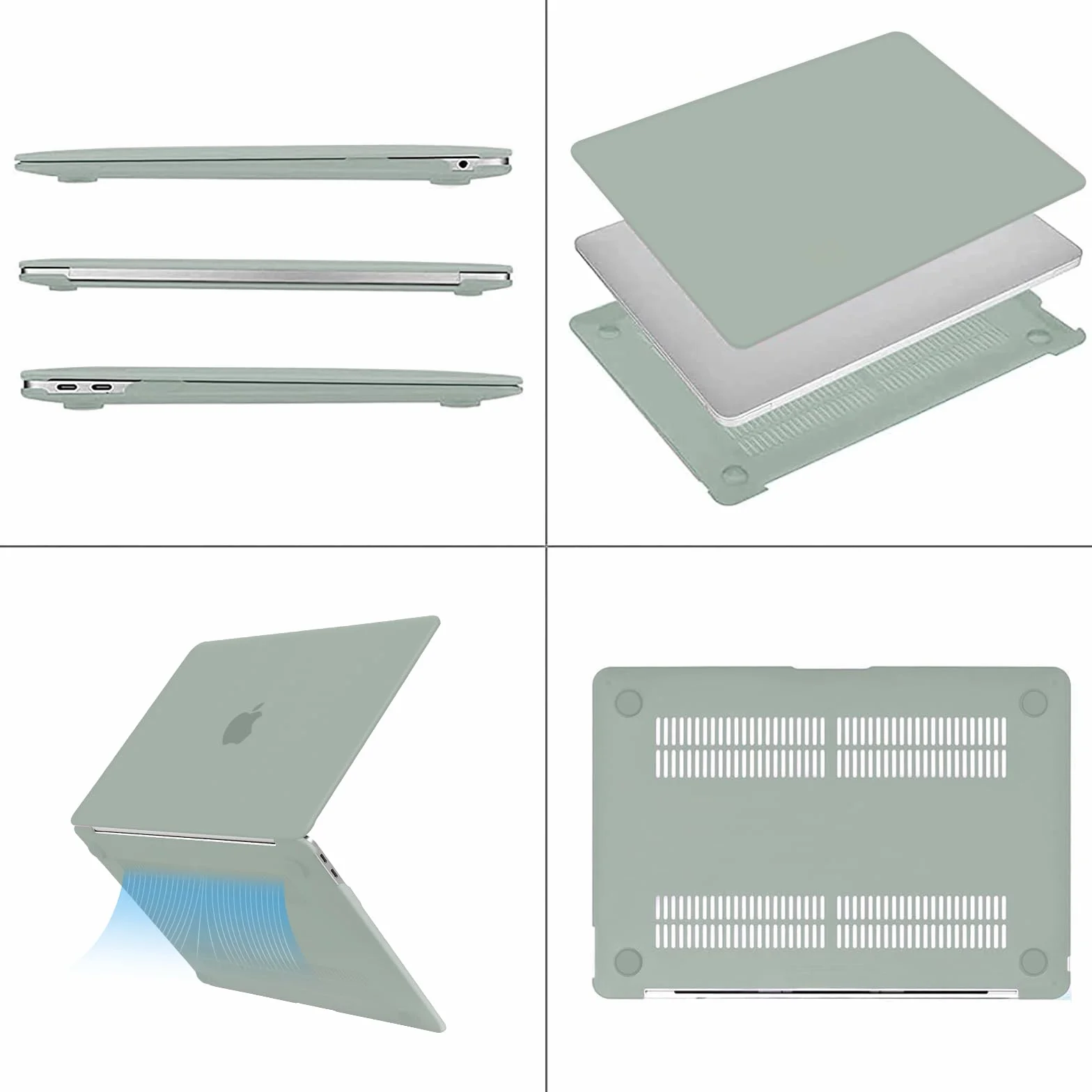 MOSISO Etui kompatybilne z MacBook Air 13 etui M1 2021 2020 2019 2018 A2337 A2179 A1932 Touch ID, etui do MacBooka Air M1 13,3 cala i etui na klawiaturę i etui na klawiaturę i futerał, antyczna zieleń