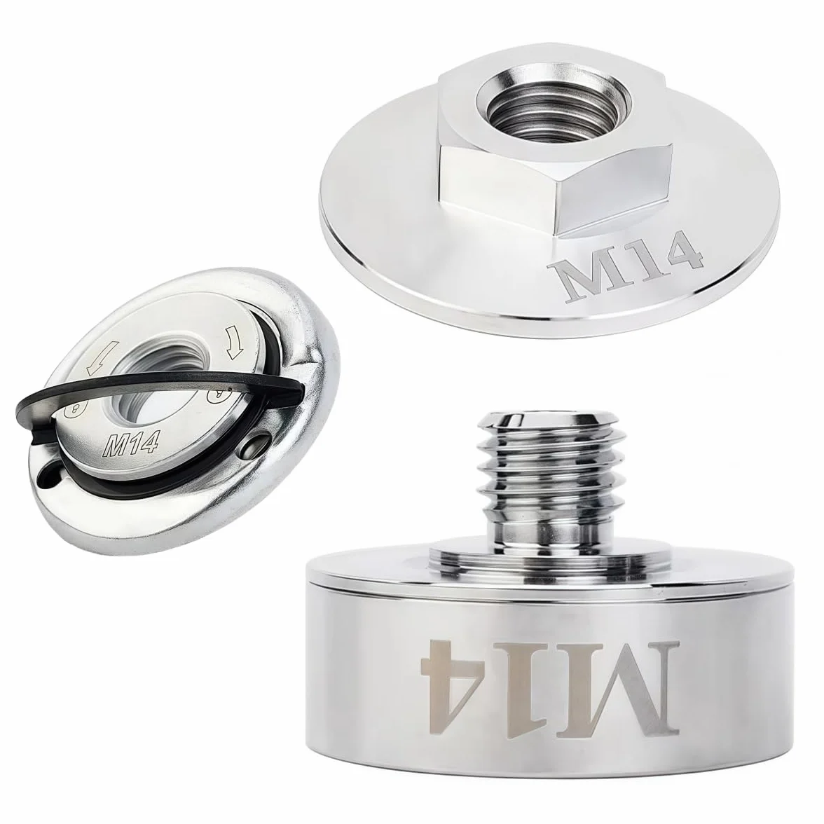 Zestaw adapterów X Lock ze stali nierdzewnej 304 do szlifierek akumulatorowych - nakrętka szybkomocująca M14, profesjonalne akcesoria, trwałe, mocne i wysoko wytrzymałe