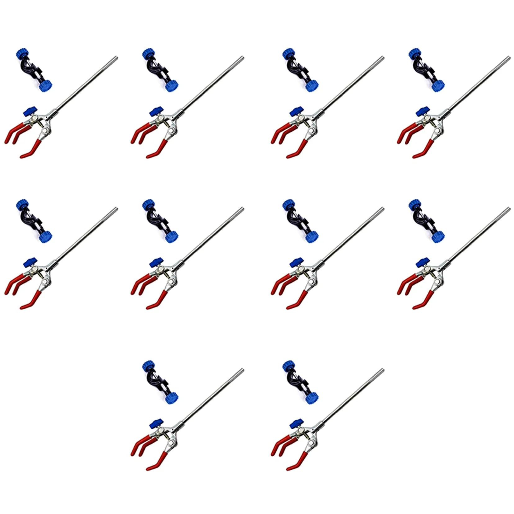 10X Lab Clamp 3 Prong Finger Regulacja SzczęKi z Naukowym PrzedłUżEniem Regulowany Czarny Klips do Statywu Laboratoryjnego