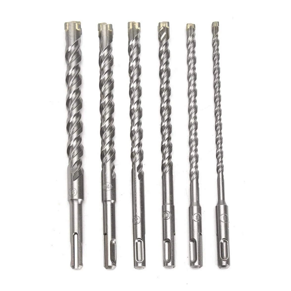 Zestaw wiertła obrotowego SDS Plus， 6 szt. Wiertła do muru SDS-Plus 210 mm Końcówka węglikowa 6-16 mm do betonu marmurowego