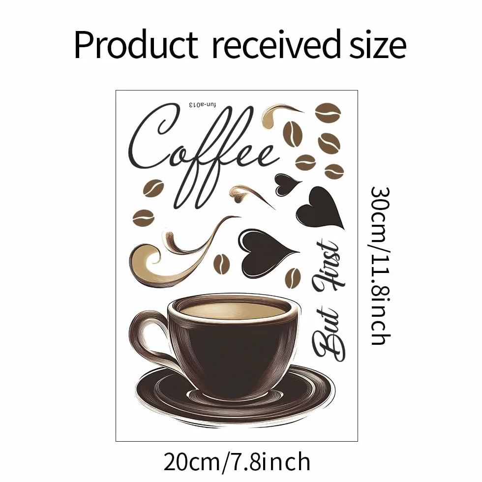 HGDESIGN® Tatuaż ścienny naklejka ścienna kawa czas But First Coffee Sowa Cappuccino Naklejka ścienna Dekoracja ścienna do kuchni jadalni (F)