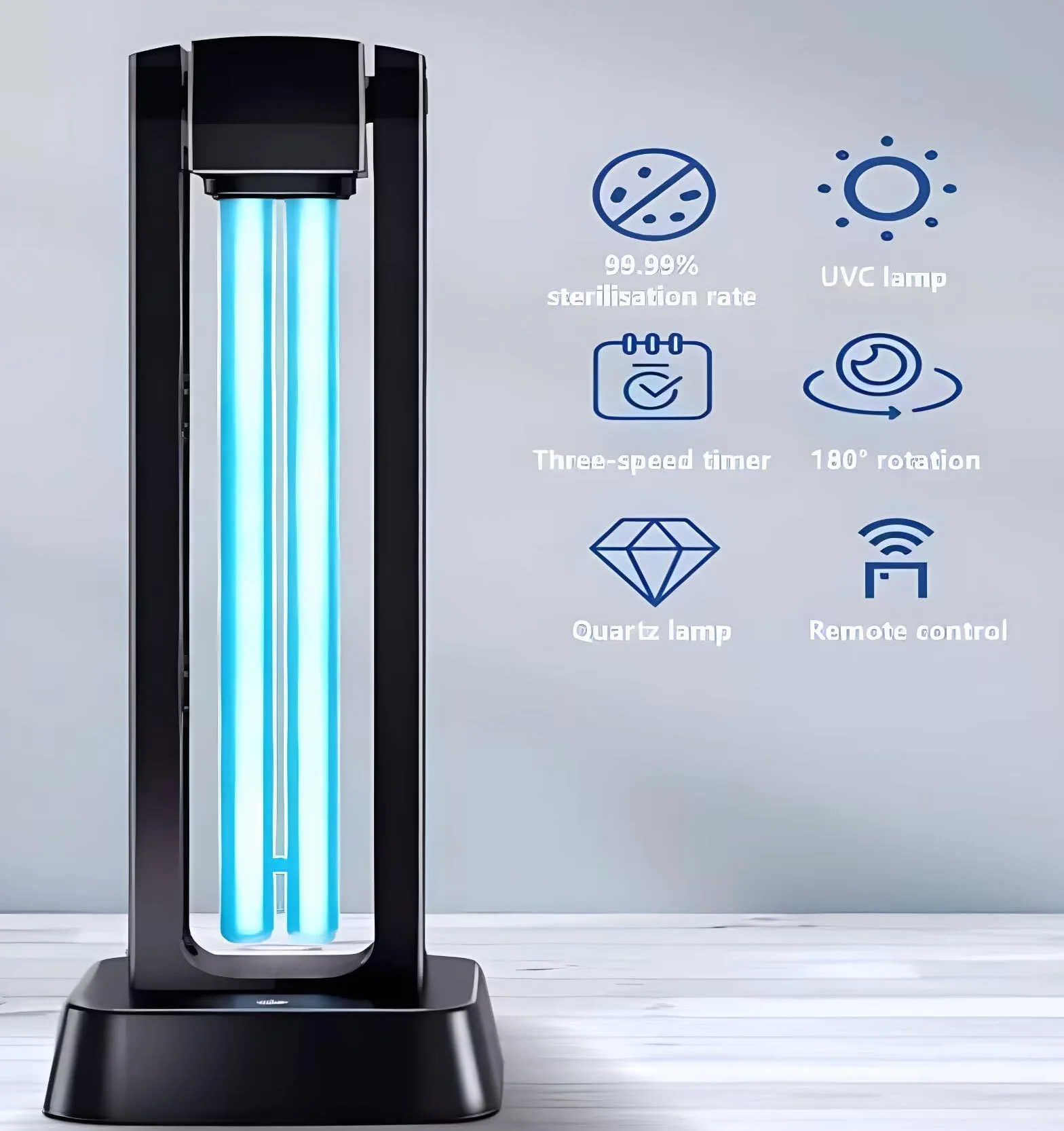 ZKX UVC lampa dezynfekująca pilot zdalnego sterowania, obrót o 180°, lampa sterylizująca UV 39 W, lampa bakteriobójcza, współczynnik działania antybakteryjnego 99%, oczyszczacz powietrza, pleśń, grypa
