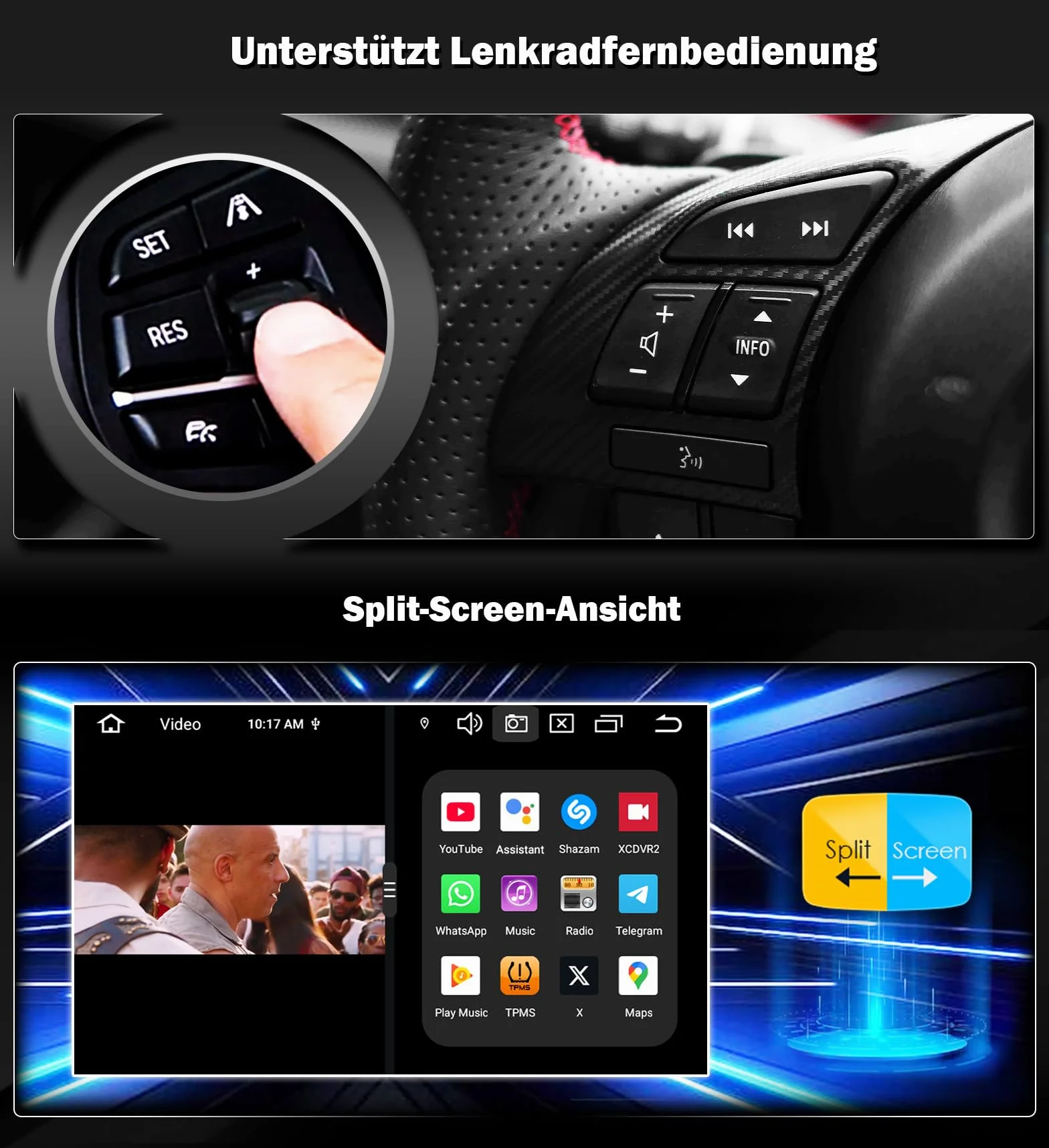 Erisin radio samochodowe Android 14 7-calowy ekran dotykowy 4GB+64GB GPS nawigacja bezprzewodowe CarPlay Android Auto DAB+ WiFi 4G Bluetooth 5.0 DSP