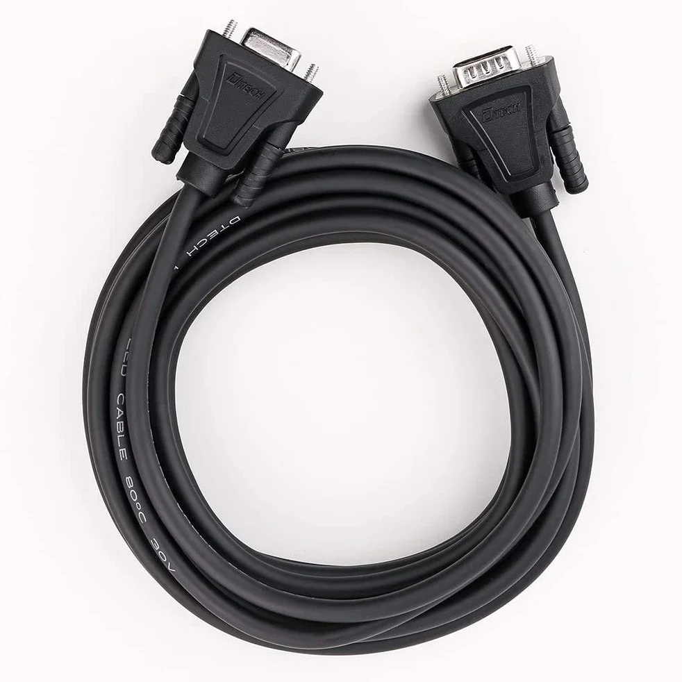 DTECH DB9 RS232 kabel szeregowy wtyczka kabel zerowy kabel modemowy pełny Handshake 7-przewodowy zwrotnica częstotliwości do komunikacji danych (3 m, czarny)