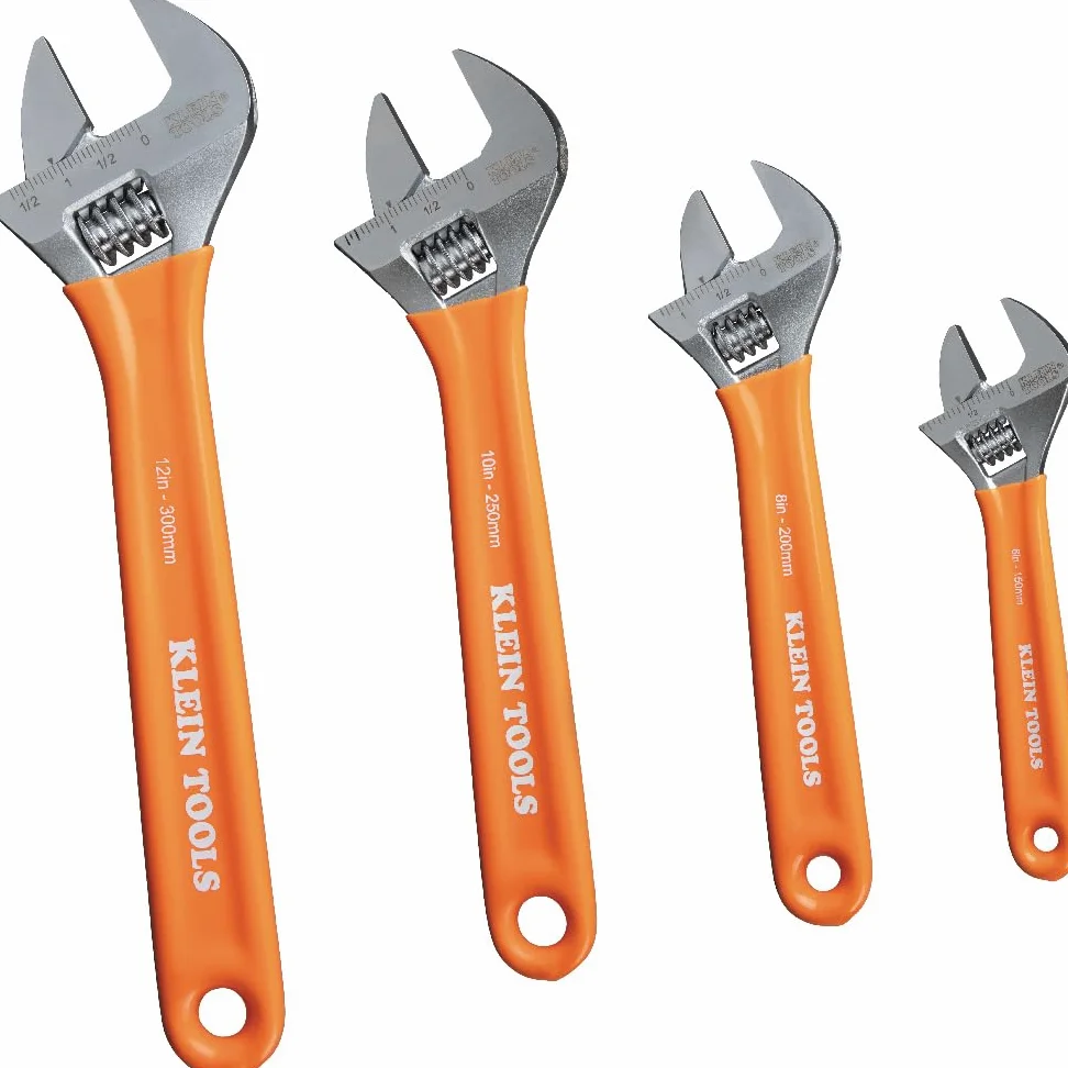 Klein Tools D5074 zestaw kluczy nastawnych, dodatkowa pojemność, 15 cm, 20 cm, 30 cm, 30 cm, kuta stal stopowa, metryczne i SAE, 4-częściowy