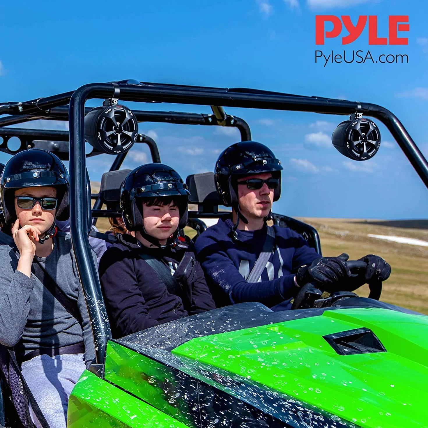 Pyle 2-drożne wodoodporne głośniki terenowe 4-calowy system Wakeboard Tower stereo audio do ATV UTV łodzi