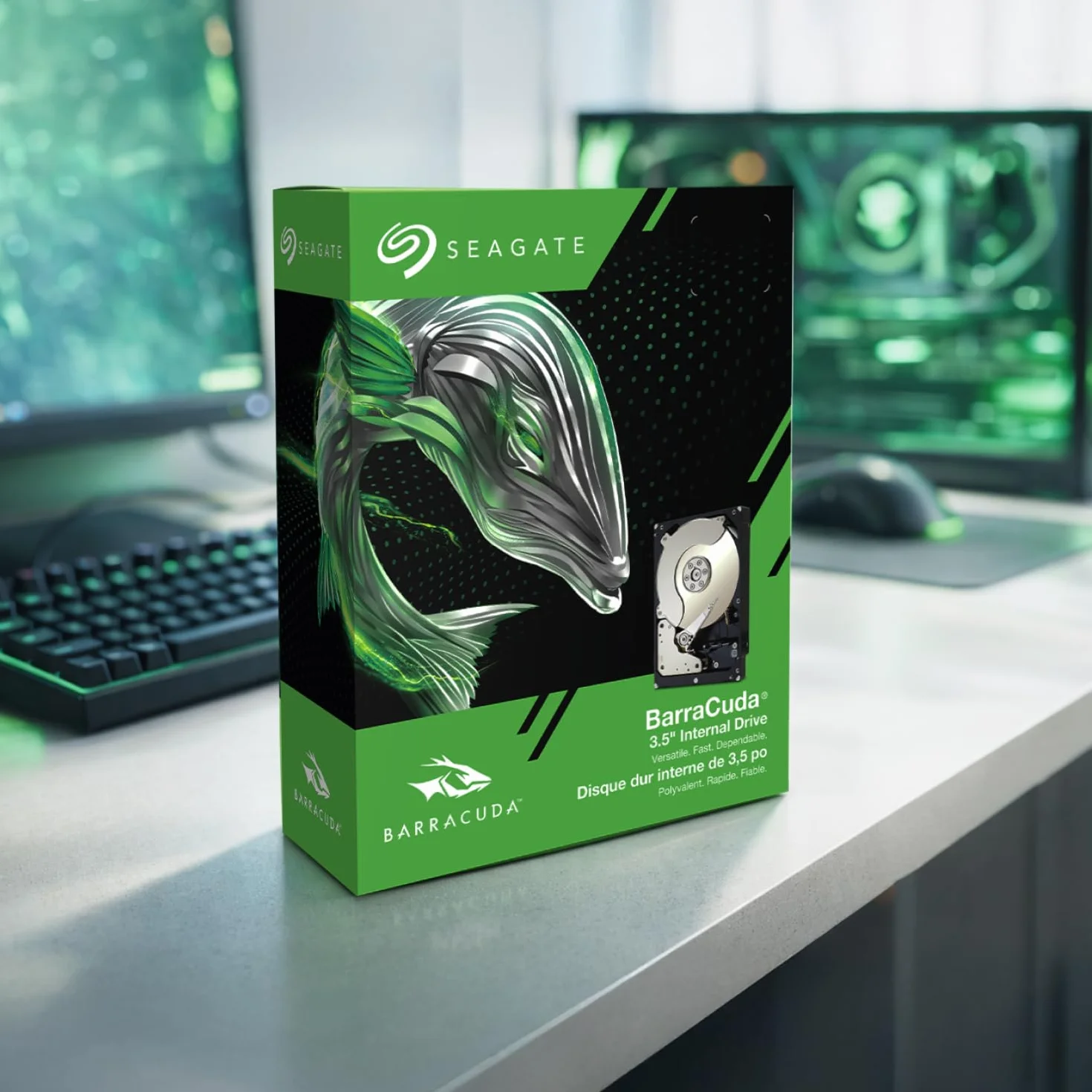 Seagate BarraCuda 4TB, Wewnętrzny dysk twardy, 3.5",Dla komputerów PC i laptopów, SATA 6 GB/s, 5400 RPM, 256 MB cache, FFP (ST4000DMZ04)