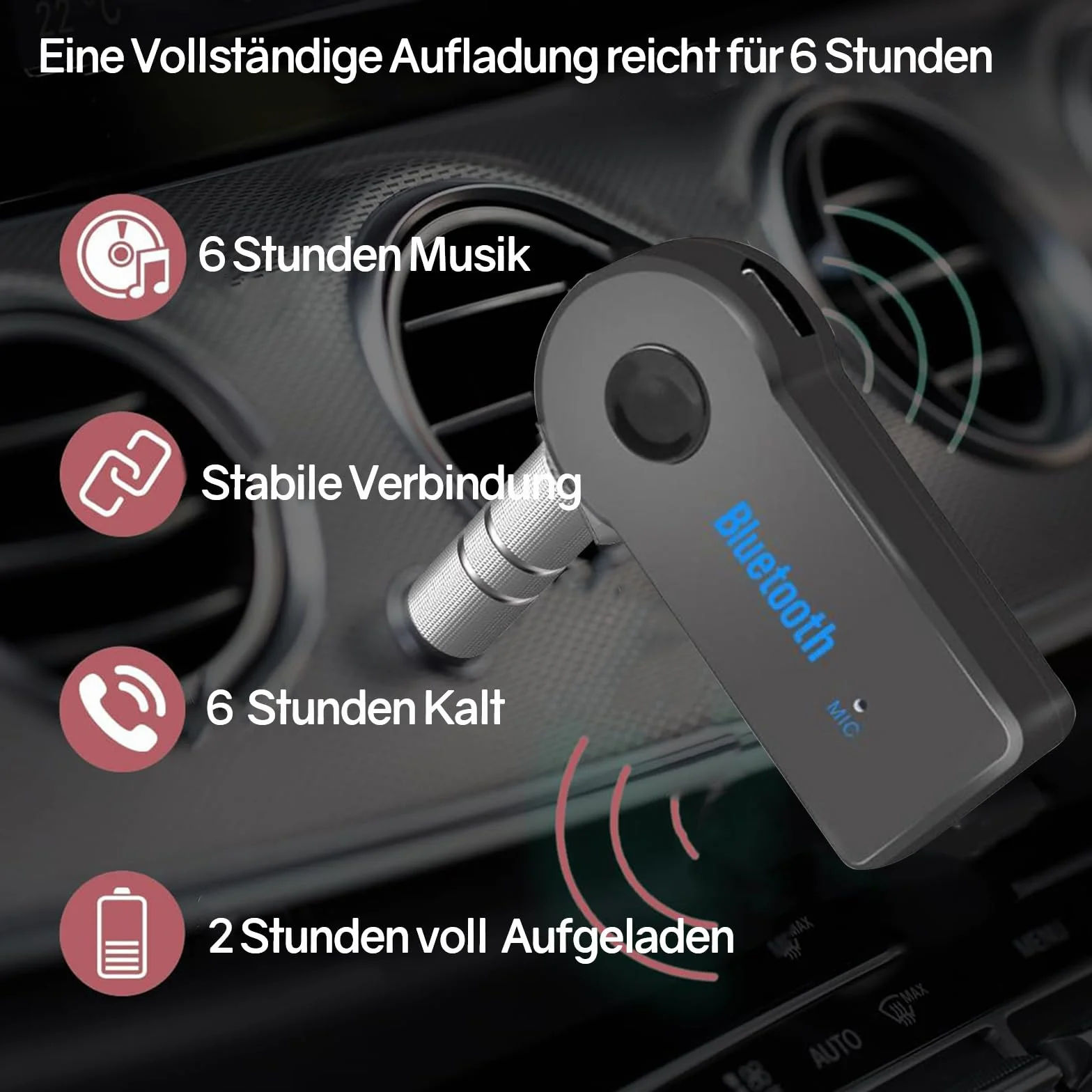 VIEVRE Adapter Bluetooth AUX 4.1 jack 3,5 mm do samochodu