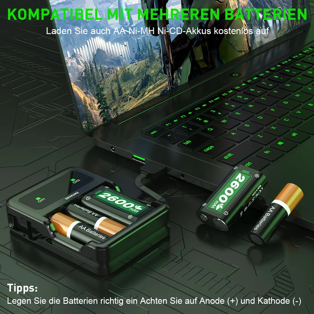 Zestaw akumulatorów 2600 mAh do Xbox One z szybką ładowarką