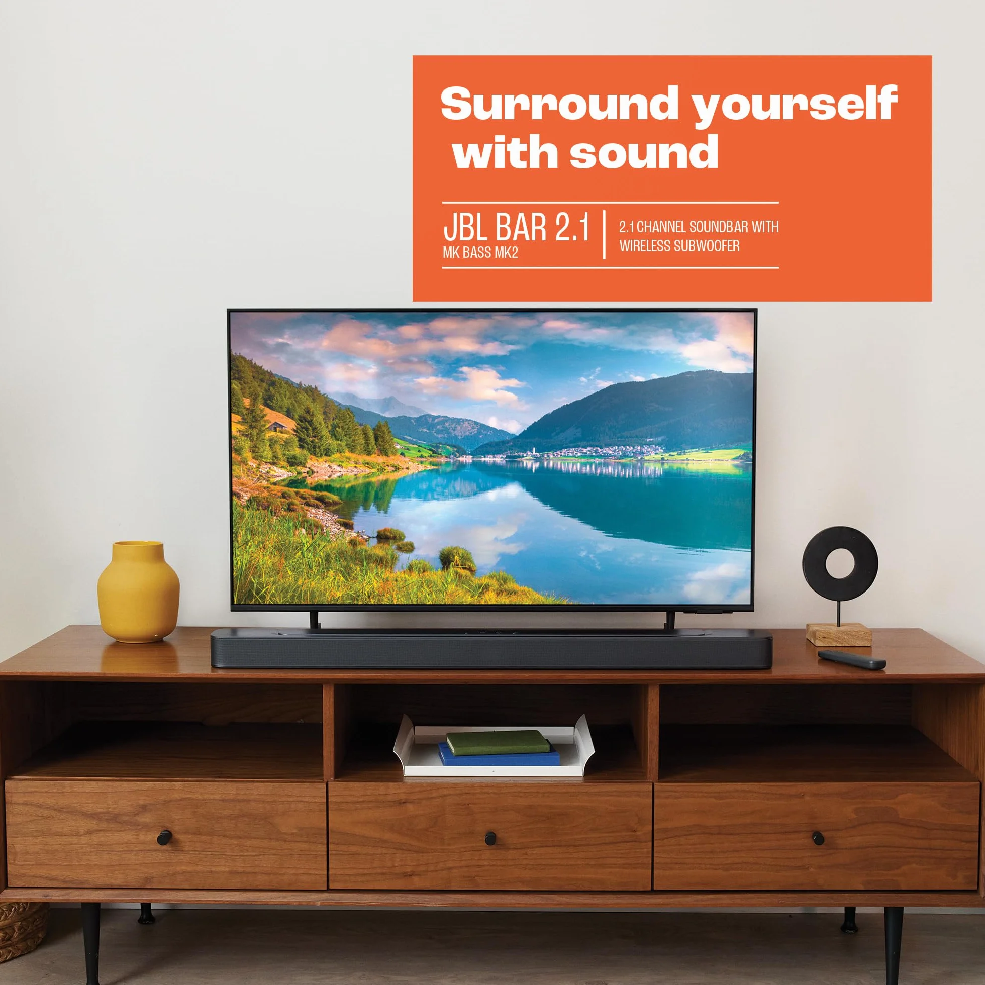 JBL Bar 2.1 Deep Bass MK2 - Kompaktowy 2.1 kanałowy głośnik soundbar, z bezprzewodowym subwooferem, Bluetooth, Dolby Digital, JBL Surround Sound, HDMI, USB, mocne basy i efekt kina domowego