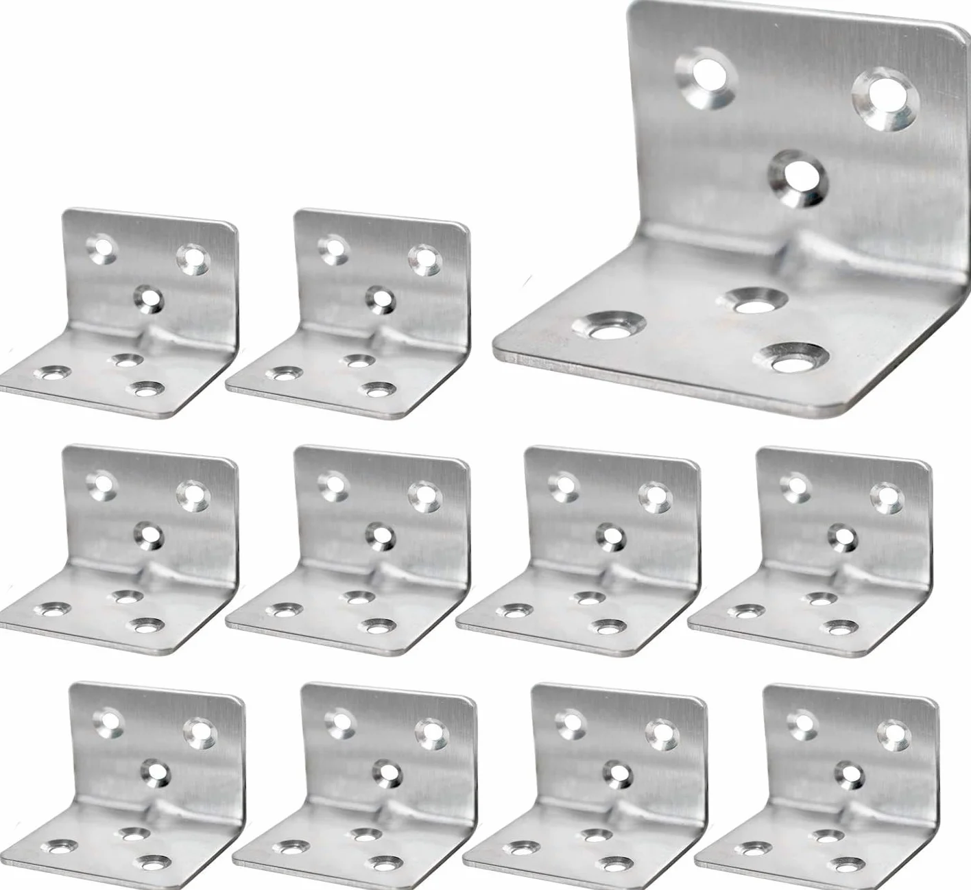 40 kątowników kątowych ze stali nierdzewnej, 3 x 3 x 3,8 cm, do mebli drewnianych, wsporniki L, srebrne, 90 stopni, metalowe uszczelki, kątowe, do stołu, krzesła, szafki, 40 szt