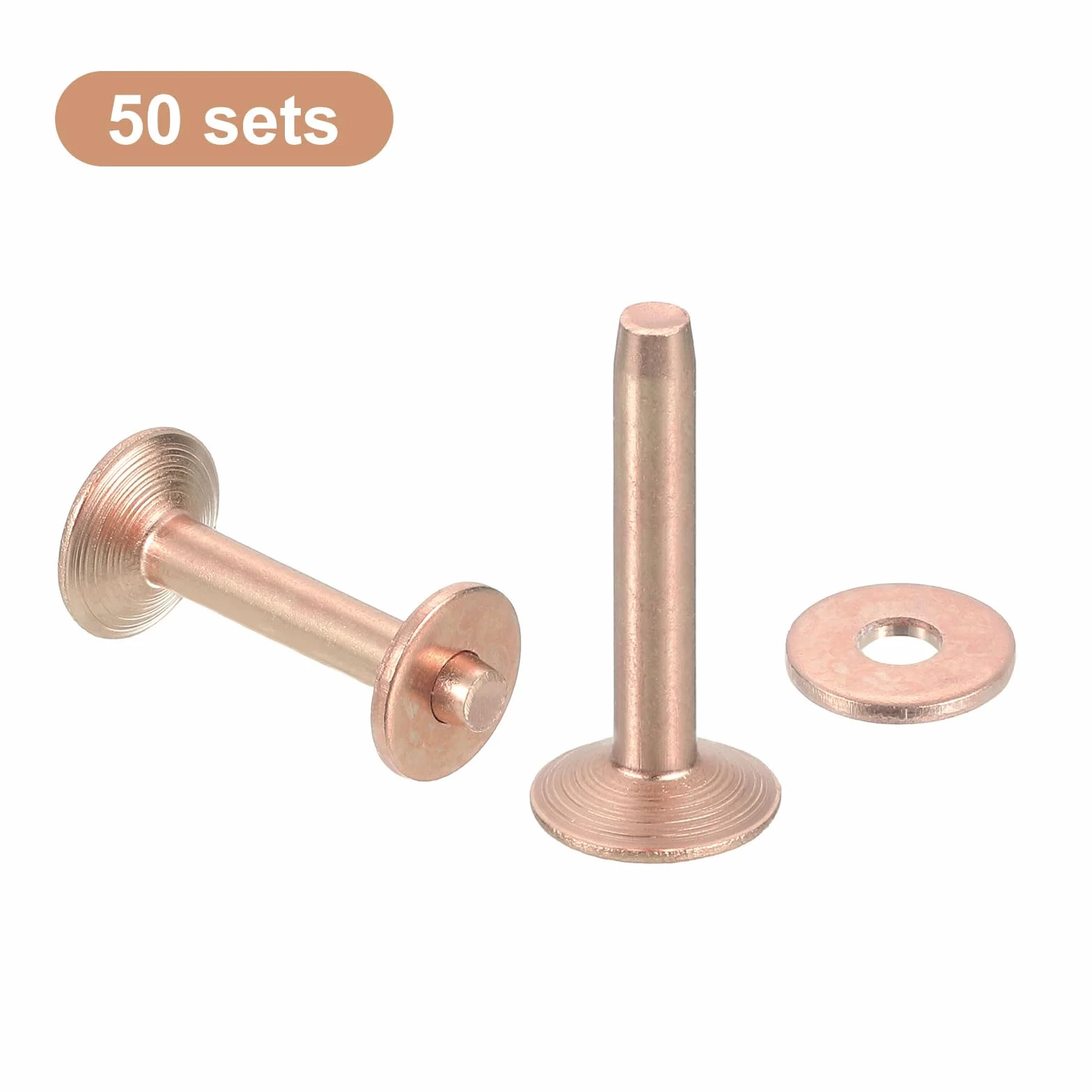 QUARKZMAN 50 sztuk nitów miedzianych i nasadek, 10 x 3,3 x 19 mm, solidna skóra, nitki miedziane, do skóry, do majsterkowania, do majsterkowania, kolor miedziany