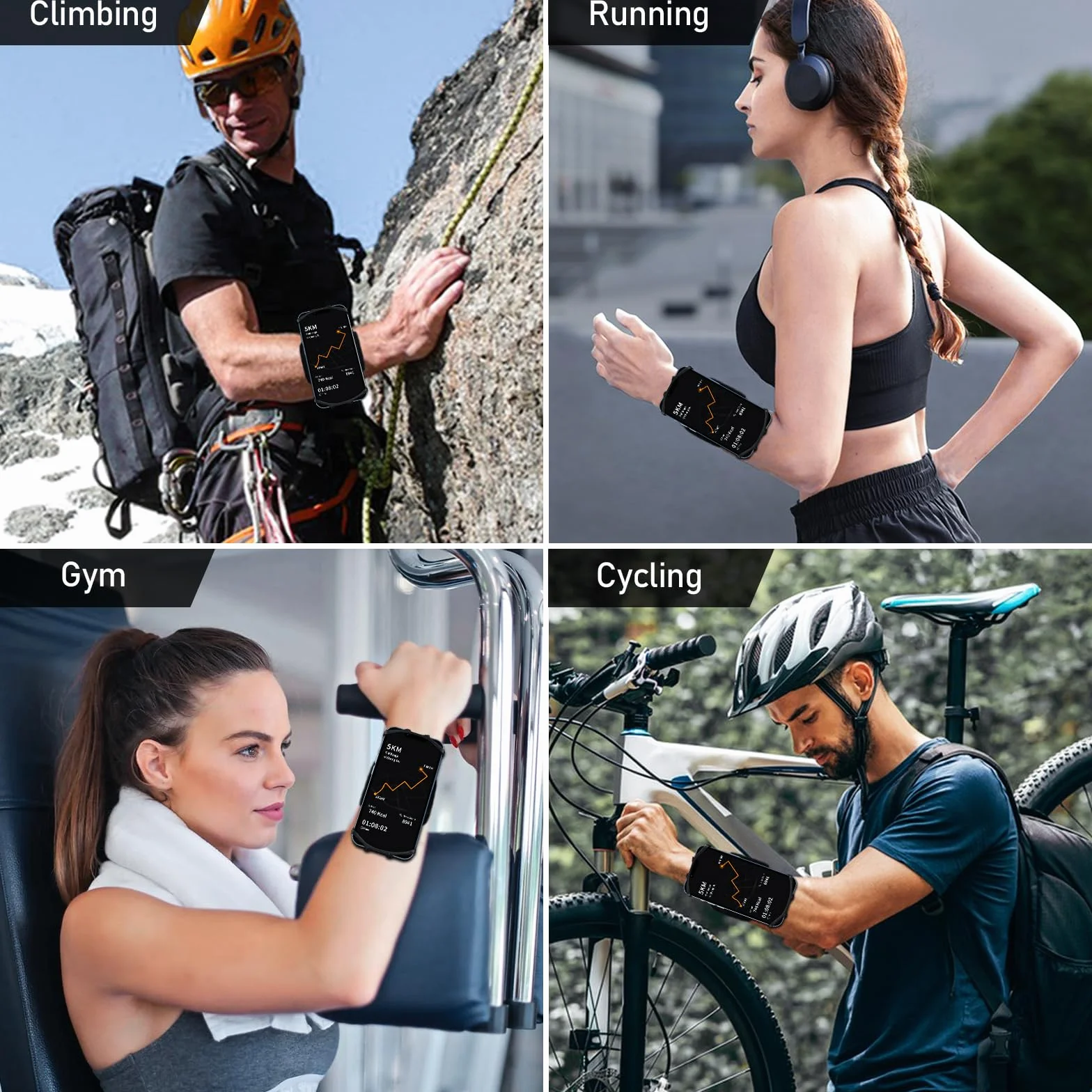Odpinany sportowy pasek do biegania, obracany o 360°, uniwersalny, sportowy pasek do biegania kompatybilny z iPhone 14/13 Pro/13/12 Pro/11 Pro Max / 11 Pro / 11 / X/8 itd., wszystkie smartfony 4–6,5"