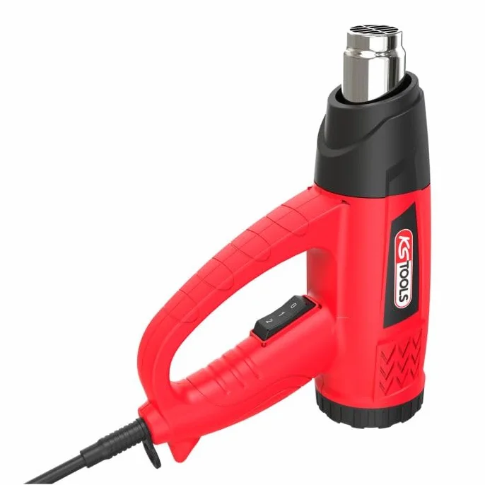 KS Tools - 960.1180F - opalarka - cyfrowy pistolet termiczny - pistolet na gorące powietrze 2000 W - myjka termiczna z 4 dyszami