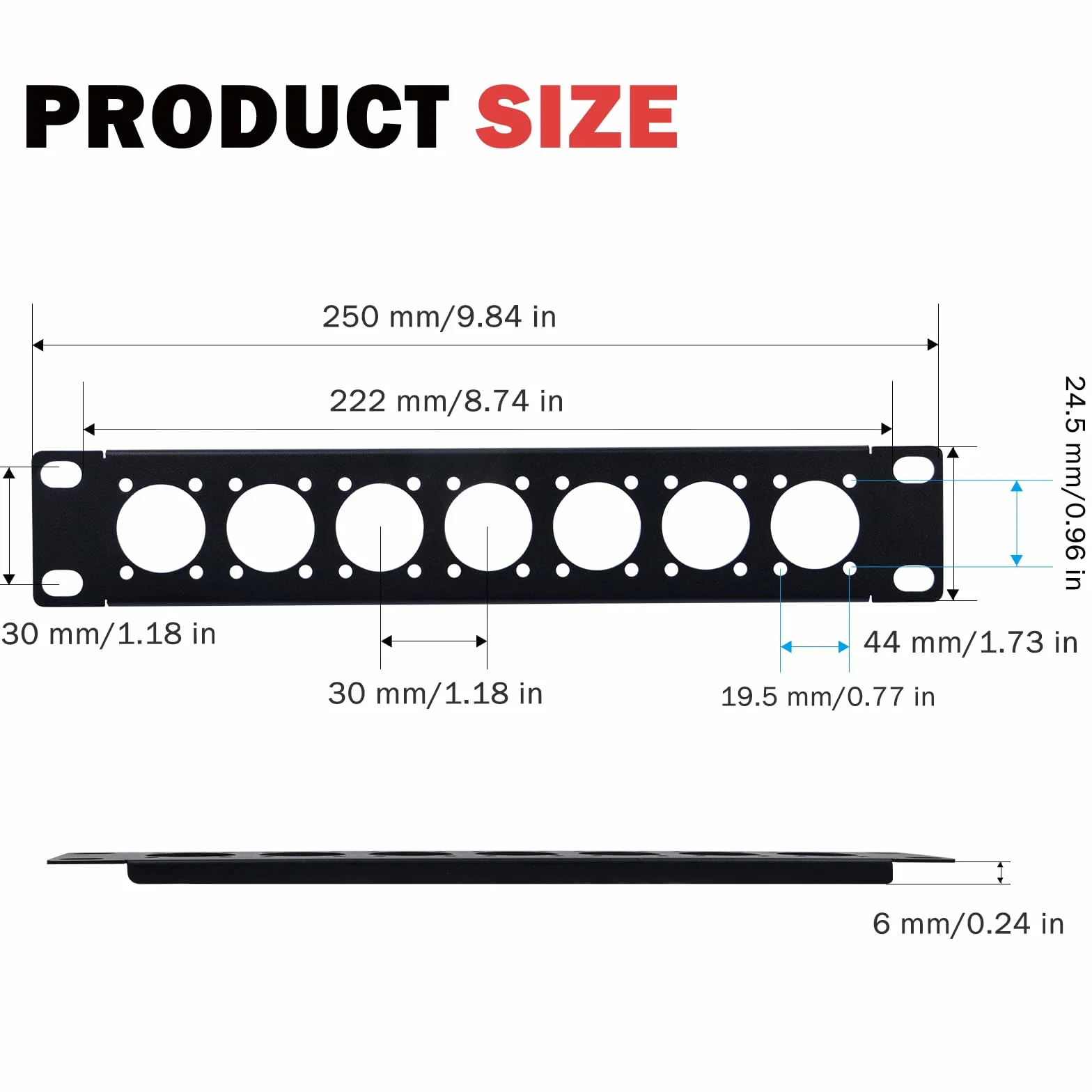GeeekPi Płyta montażowa rack 10 cali 1U 7 otworów typu D panel krosowy do szaf sieciowych/serwerowych DeskPi RackMate T1/T0/T2