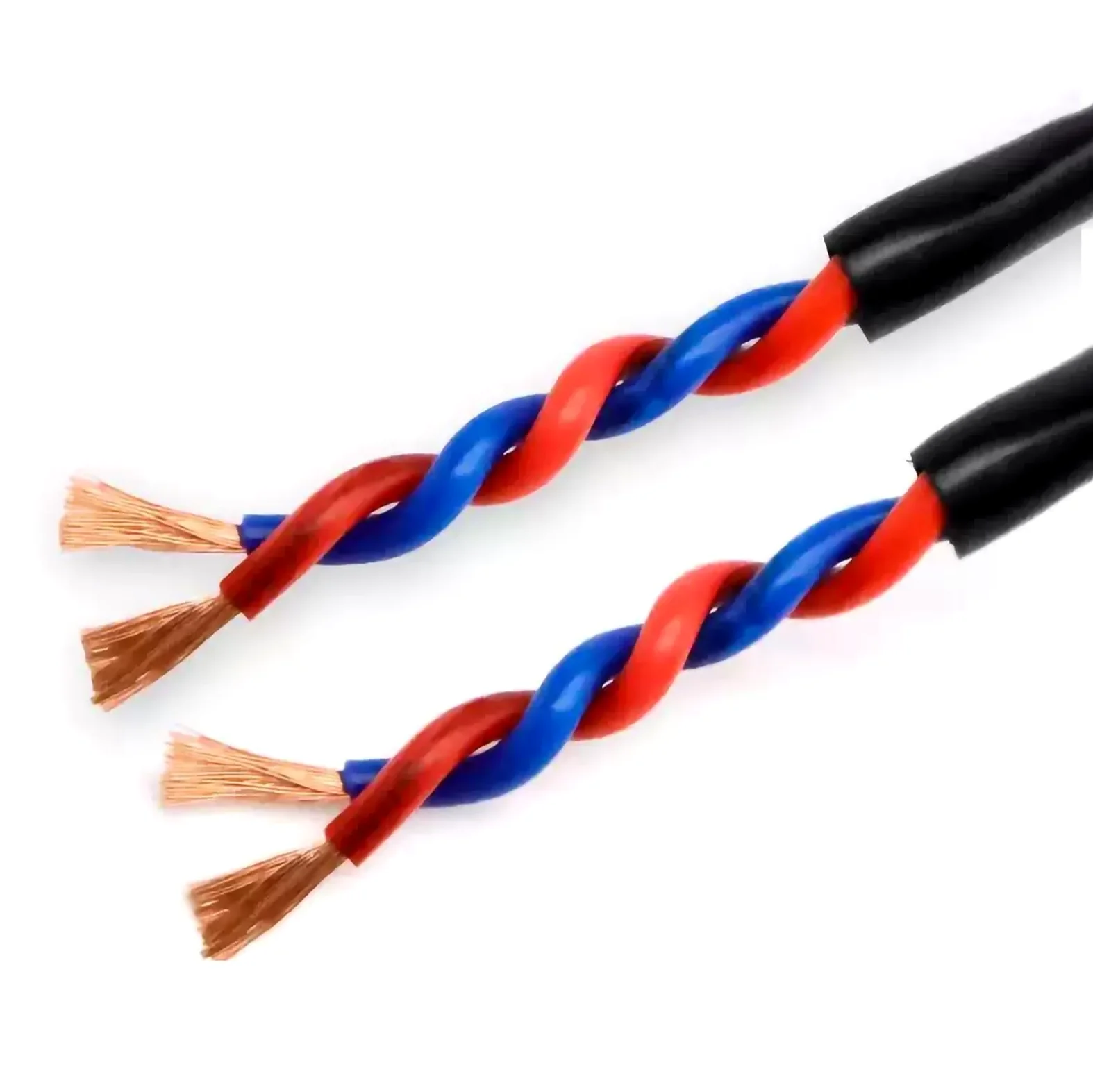 Ekranowany kabel alarmowy, 2-żyłowy skrętkowy ekranowany kabel miedziany 0,3-1, mm² z trudnopalnym PVC(45ft,1mm2-2c)