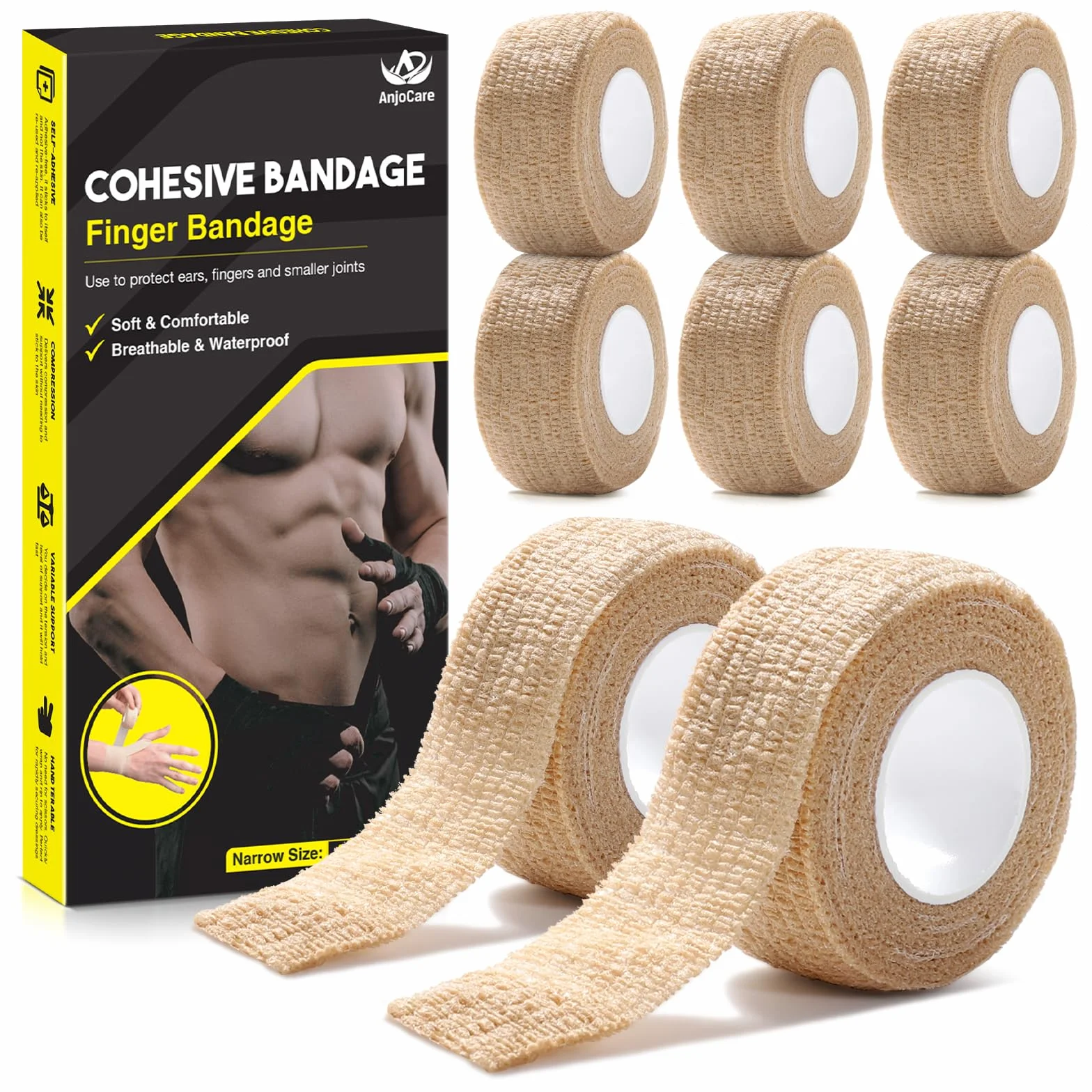 Samoprzylepny Bandaż (8 Sztuk),Oddychający Bandaż Vet Wrap,Spójny Bandaż Pierwszej Pomocy,urazy Sportowe,skręcenia,Ochrona Dla Psów(2.5cmx4.5m)