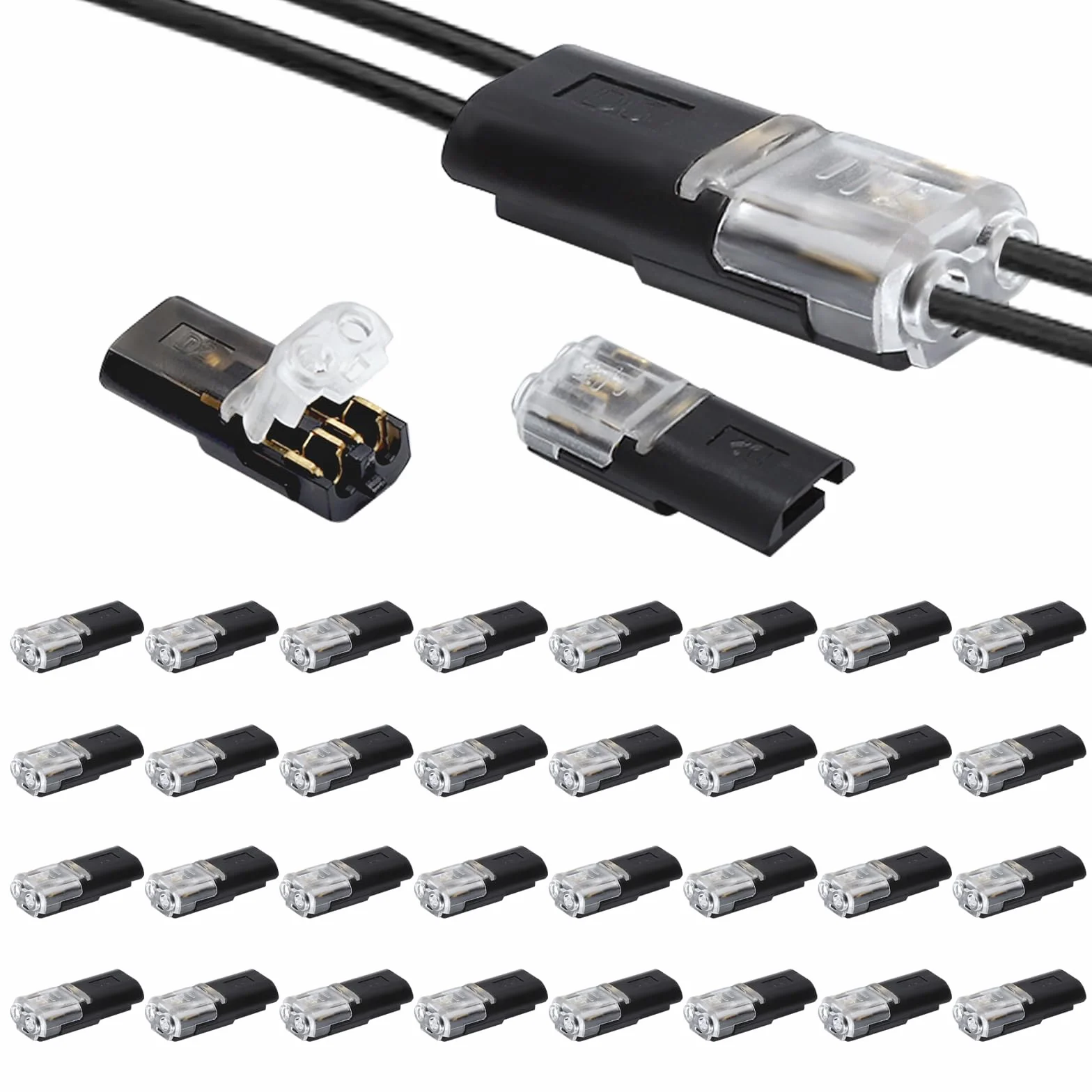 VOSSOT 40 sztuk łączników kablowych 2-biegunowych 12 V do kabli 18-22 AWG