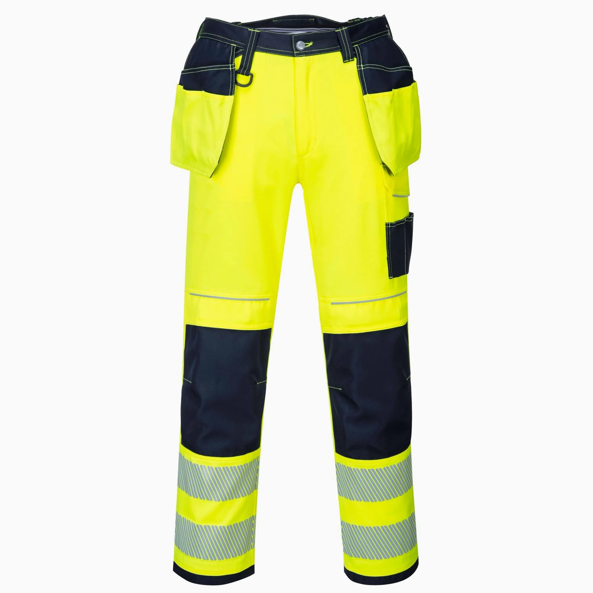 Portwest T501 Spodnie Ostrzegawcze PW3, Regularny, Żółty/Granatowy, Rozmiar 34