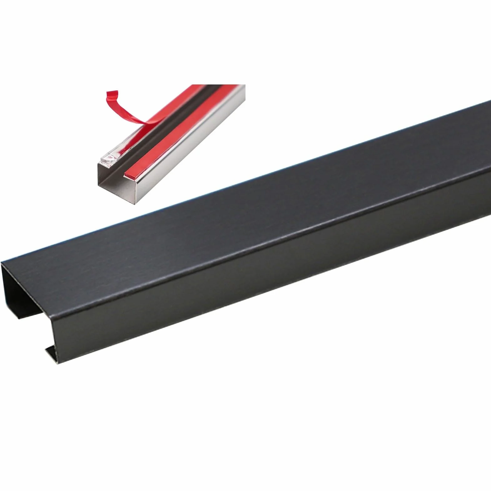 Korytko do układania kabli Samoprzylepna osłona kabla podłogowego ze stali nierdzewnej, wielokolorowe rozmiary dla 2-13 kabli (czarny-1m-20x10mm)