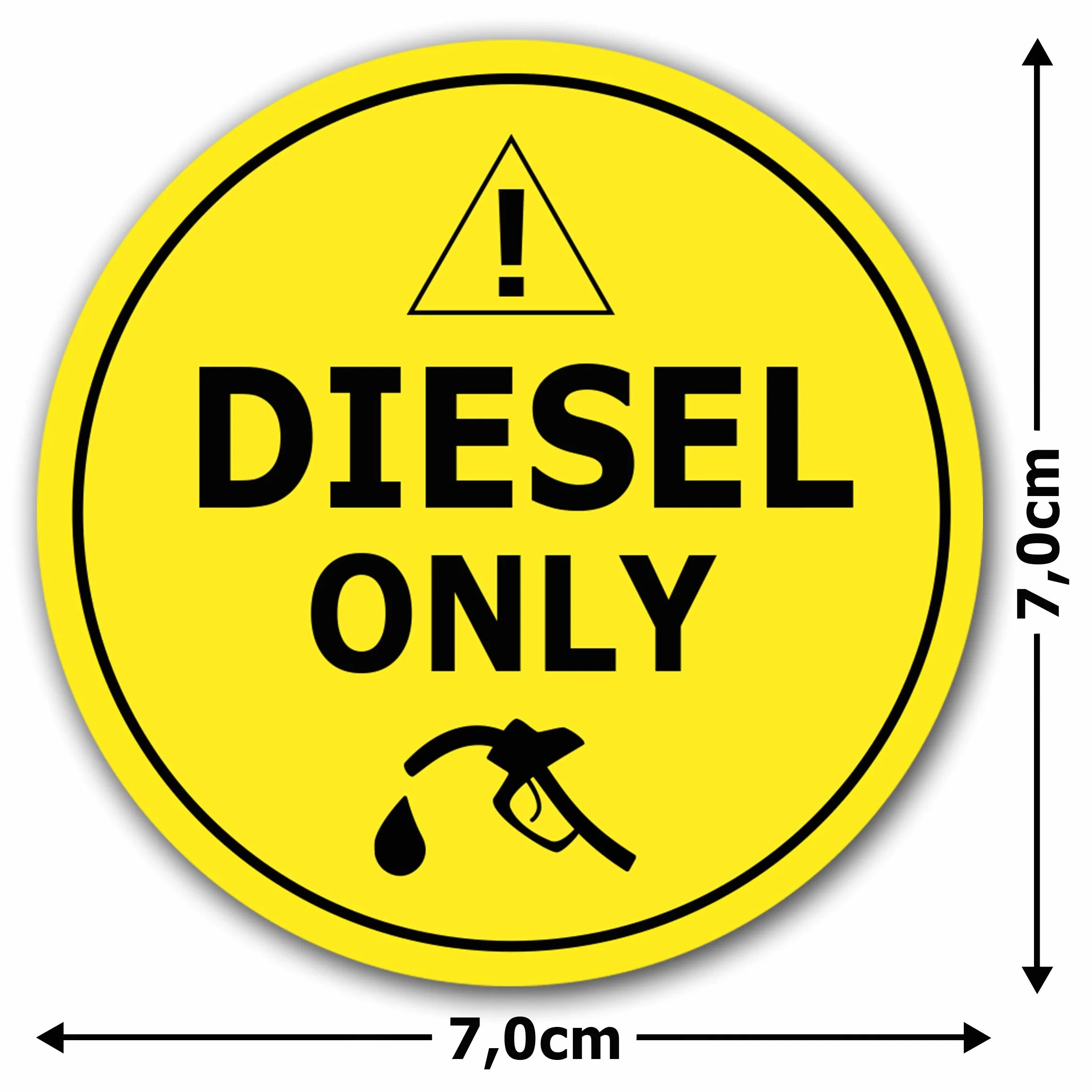10 sztuk Naklejki na zbiornik paliwa tylko na diesel, średnica 7 cm, naklejki na zbiornik paliwa, znaki informacyjne z ochroną UV do wnętrz i zewnątrz