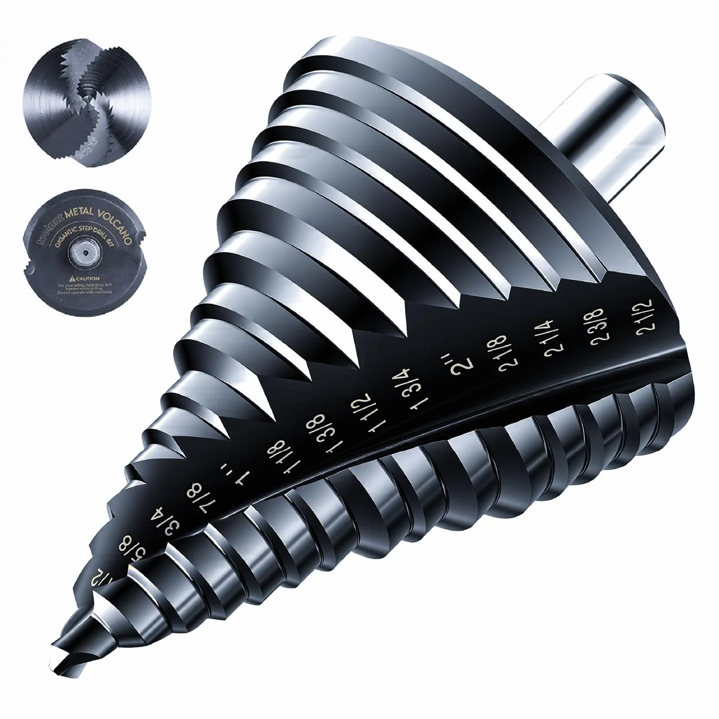 AugTouf toolant Gigantyczne wiertło stopniowe (Pro Max), 1/4" - 2-1/2" (15 stopni) duży bit stopniowy, 1/2" trzonek Unibit wiertło stopniowe do metalu, aluminium, drewna, tworzywa sztucznego
