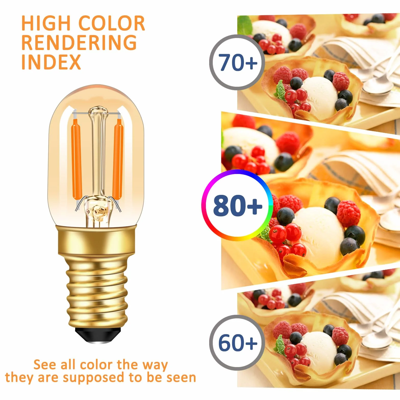 E14 żarówka LED 1 W, bursztynowe szkło E14 vintage filament, małe żarówki śrubowe, ultra ciepła biel, 2200 K, 100 lm, mini T22, rurowa lampka nocna do lodówki, odpowiednik 10 W, bez ściemniania, 6