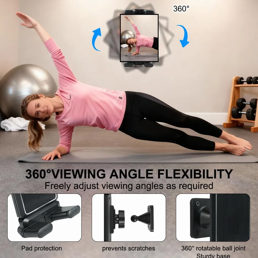 HOTUT Uchwyt ścienny na tablet, aluminiowy uchwyt ścienny na iPada, regulowany o 360°, składany stojak na tablet do łóżka, regulowany do iPadAir/Mini Samsung Galaxy 11.9 cm"-32.8 cm