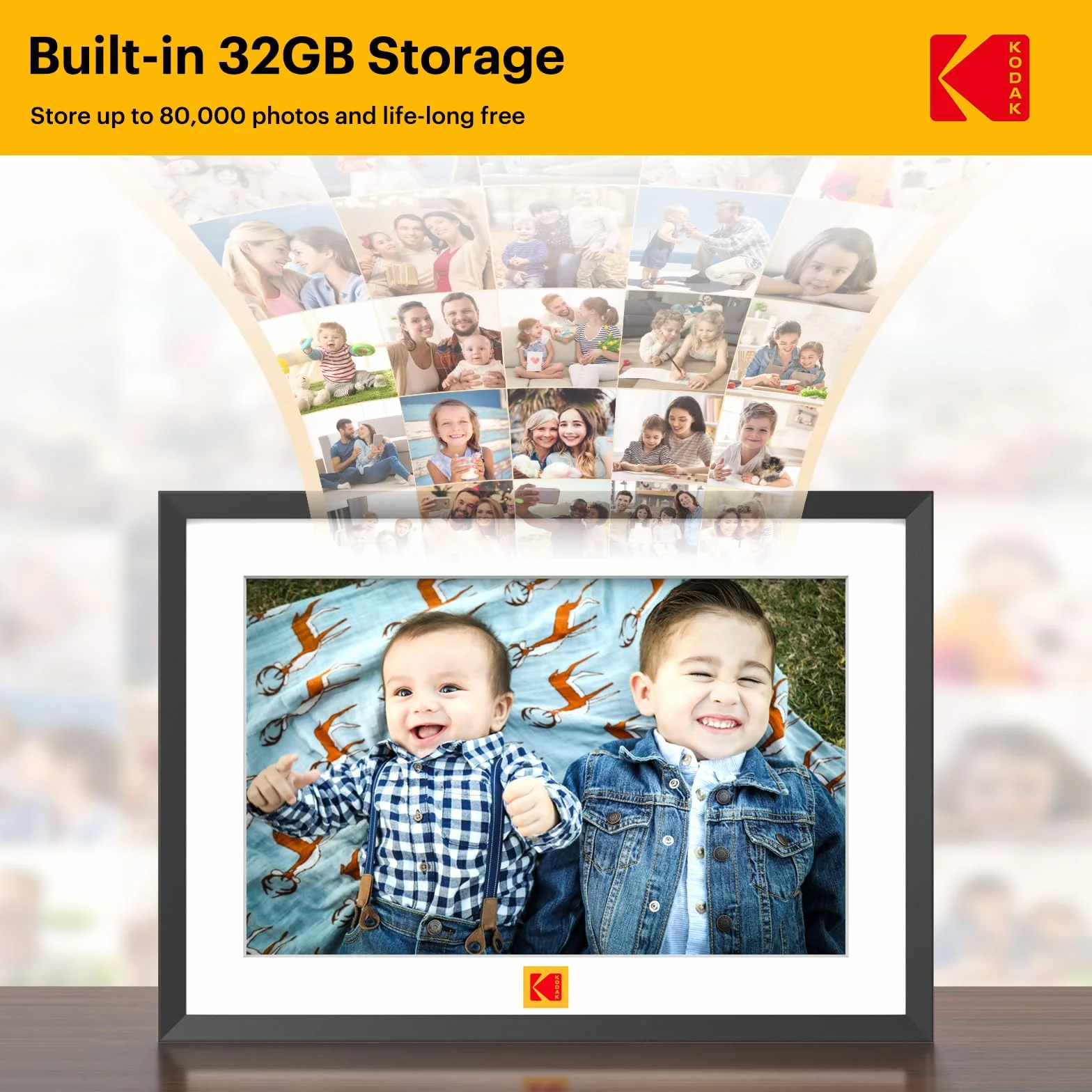 KODAK Cyfrowa ramka na zdjęcia 10 cali 32 GB WiFi HD IPS LCD ekran dotykowy