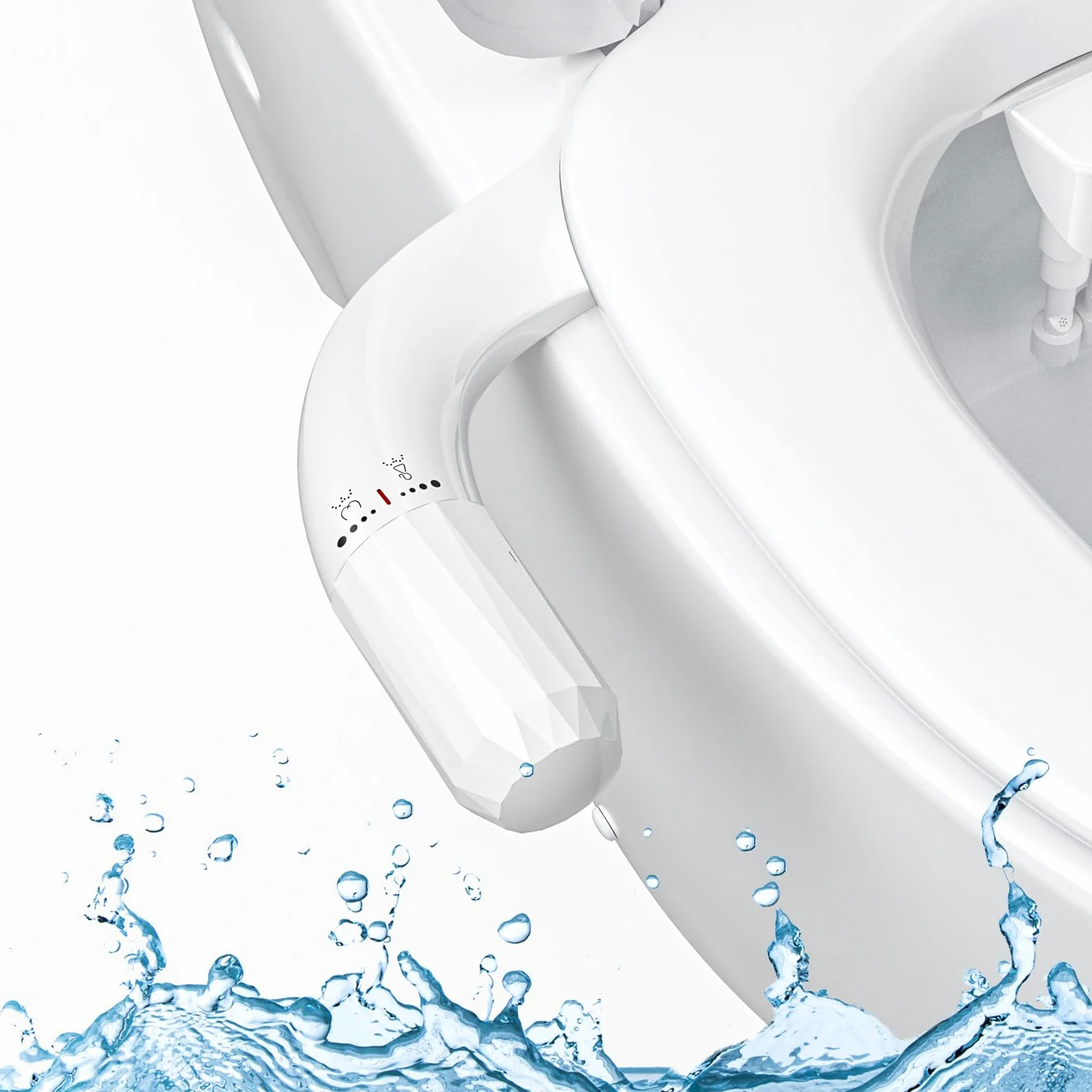 Sunowl Przystawka bidetu do toalety, ultracienka nieelektryczna nasadka do bidetu toaletowego w Wielkiej Brytanii, bidet zimnej wody z trybem czyszczenia podwójną dyszą, regulowane ciśnienie wody,