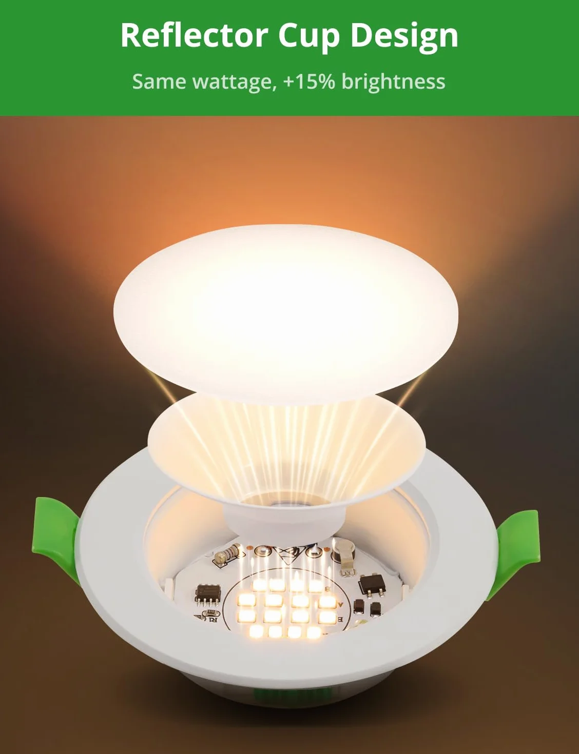 HOMEOW Zestaw 10 reflektorów LED do zabudowy, 230 V, możliwość ściemniania, 68 mm – 80 mm, wymiary otworu, IP44, reflektor do zabudowy, LED 5 W, 400 lm, ciepła biel, neutralna biel, zimna biel, 24 mm