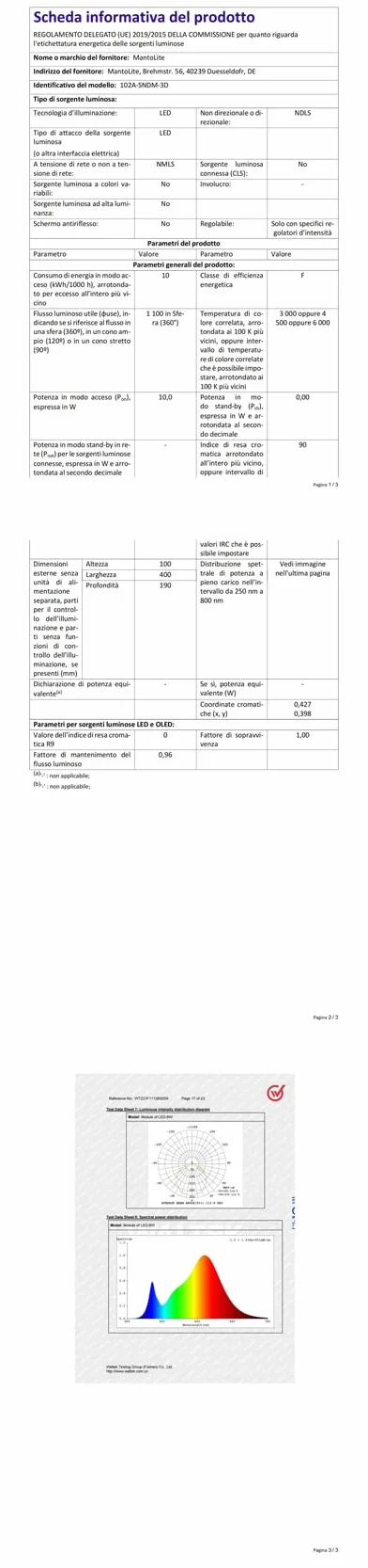 MantoLite Ściemnialna lampa ścienna LED 40 cm 10 W 3000K/4500K/6000K niklowane