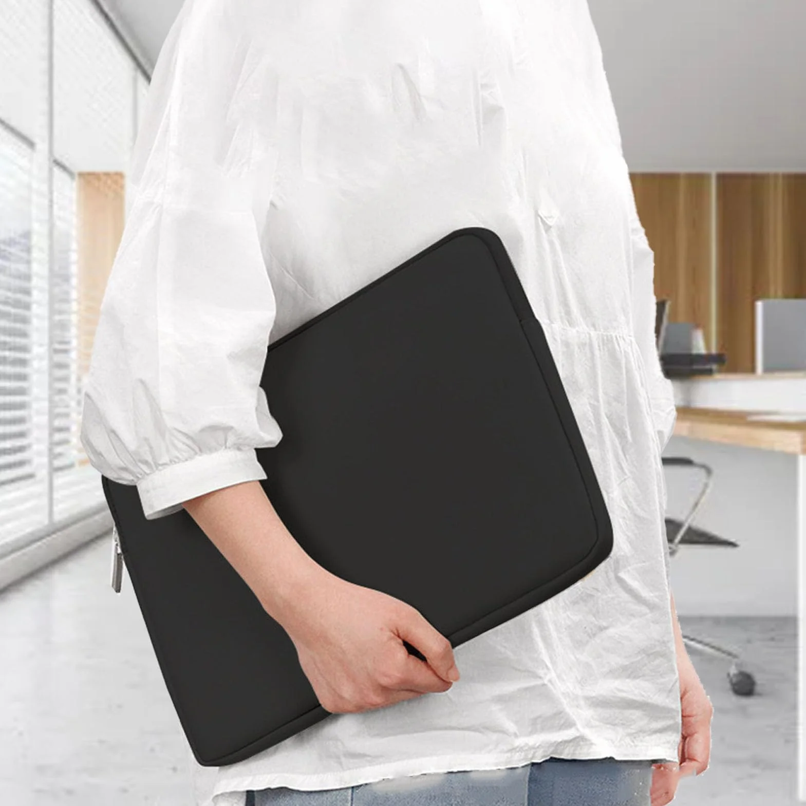 Generic Generic Torba na Tablet Ochronna, Wodoodporna Pianka Neoprenowa Przenośny futerał do Przenoszenia na Laptopa, Torba Podróżna Tablet do spotkań Biznesowych, Czarna (15,6 cala)