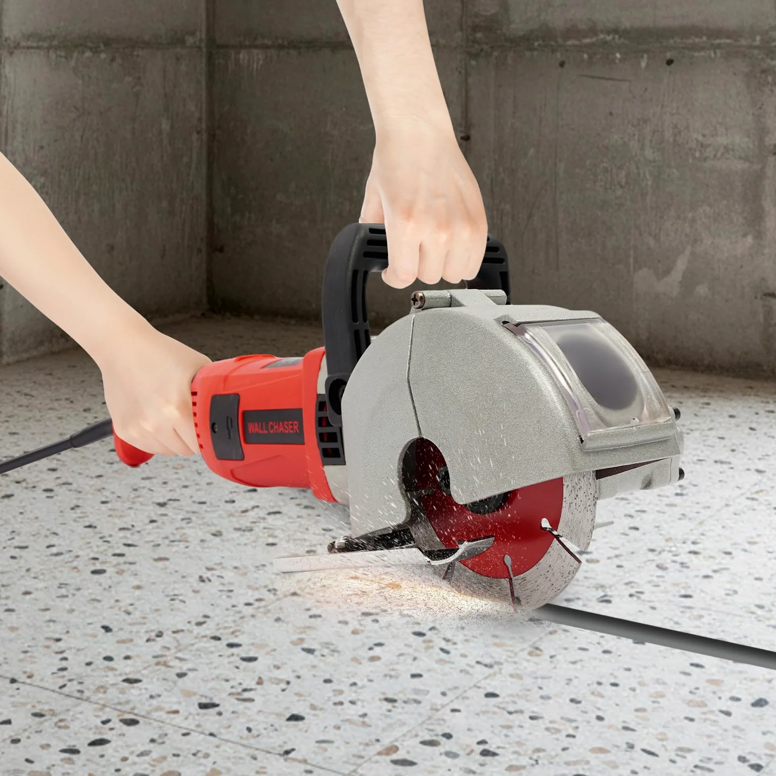 Szlifierka kątowa, szlifierka kątowa z regulacją prędkości obrotowej, elektryczna frezarka murarska, maks. moc 4000 W, 6000 obr./min, obróbka twardych materiałów, takich jak kamień i metal, beton