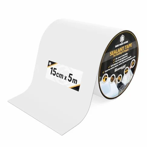Samoprzylepna Taśma Naprawcza do Dachu MicroSealant – Wodoodporna Taśma Dekarska do Rynien i Uszczelnień – Biały – 15cm x 5m