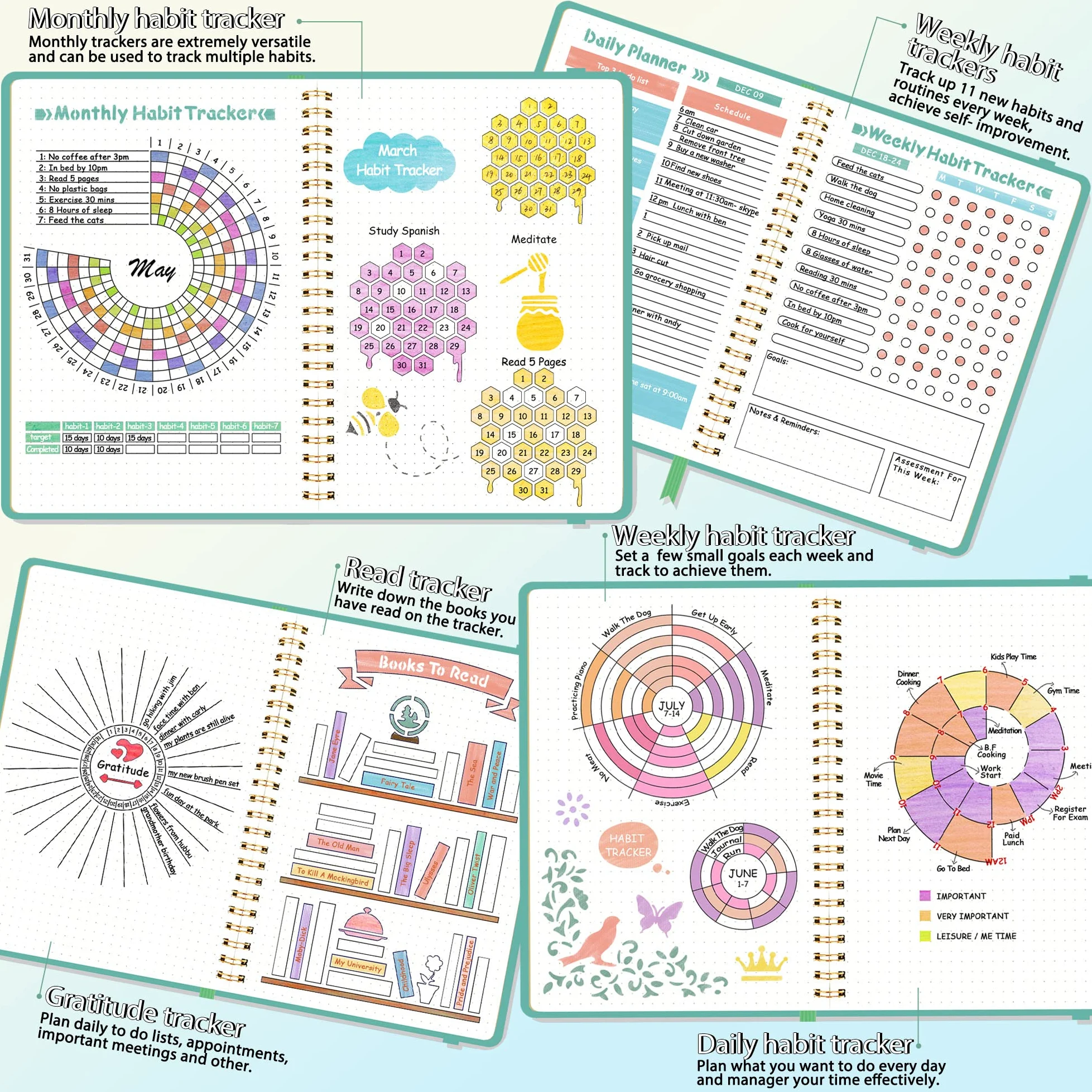 Zestaw szablonów do dziennika Bullet Journal (5,1 x 7,9 cala) - Bullet Journals akcesoria / zestaw akcesoriów do czasopism - szablony do dziennika kulkowego - szablony do planera A5 w kropki