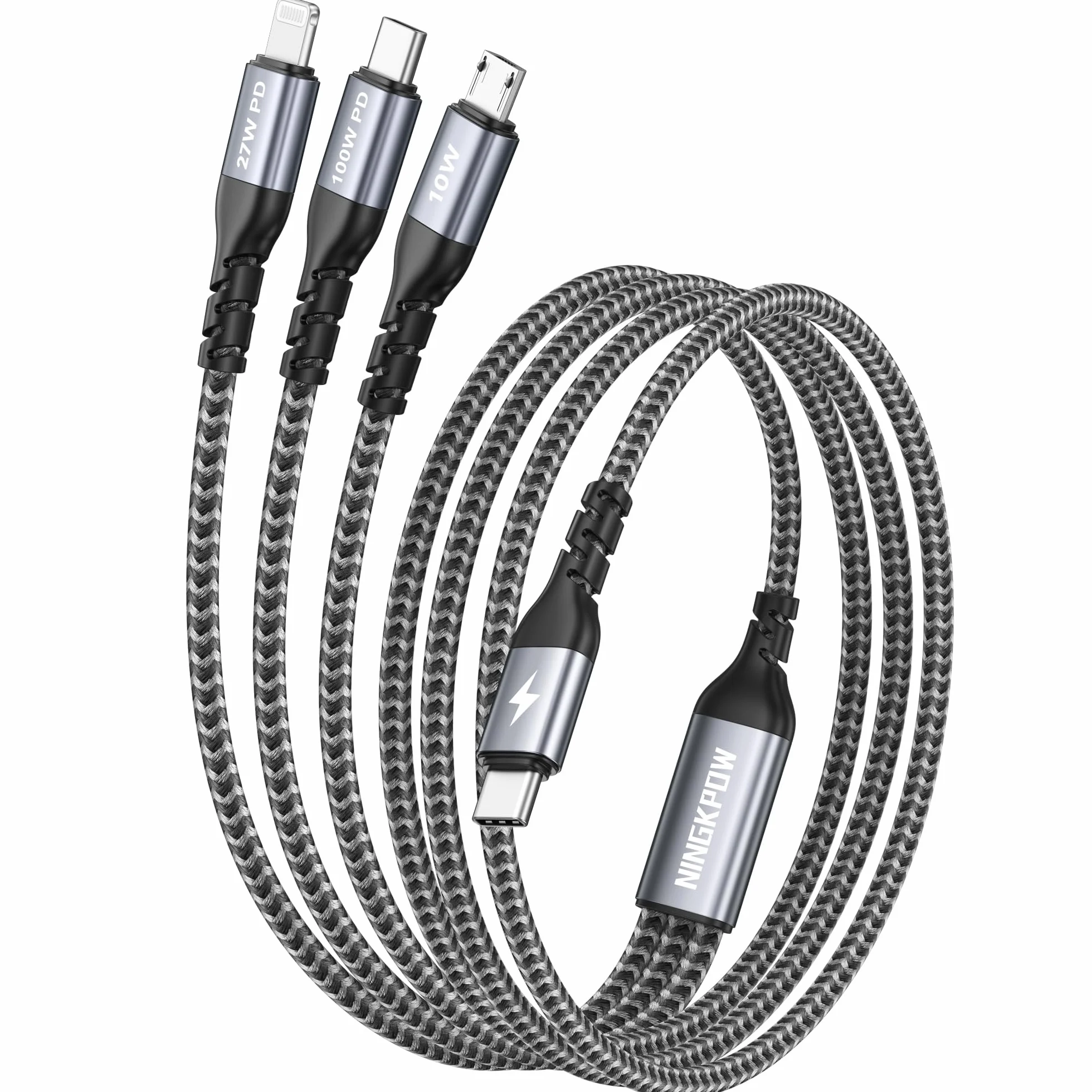 3 w 1 kabel do szybkiego ładowania USB C 100 W 1,2 m dla iPhone 16/15/14, Galaxy S24/S23, Huawei, MacBook