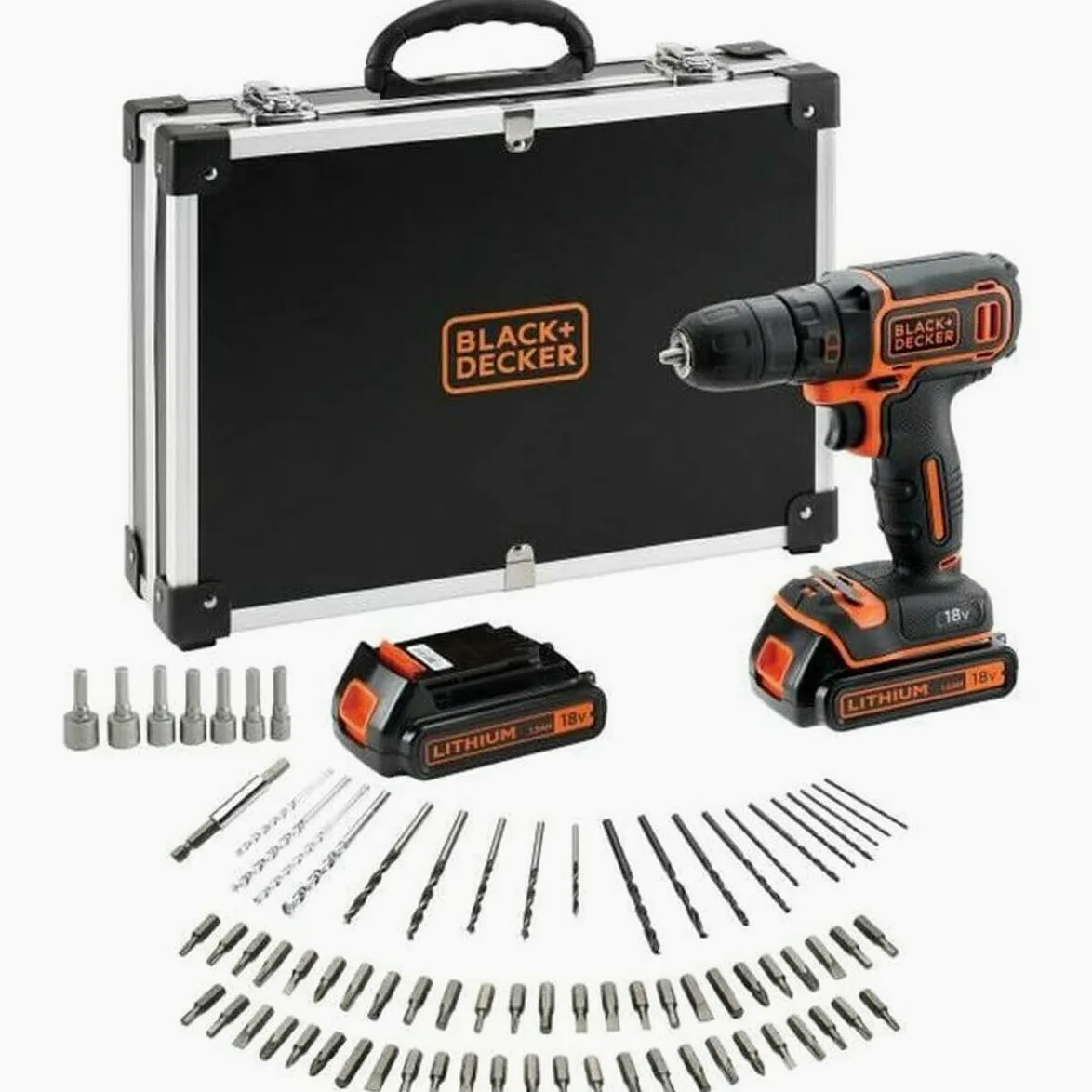 Black & Decker, Wiertarko-wkętarka akumulatorowa 18V + 2x akumulatory 1.5Ah i kufer, BDCDC18BAFC