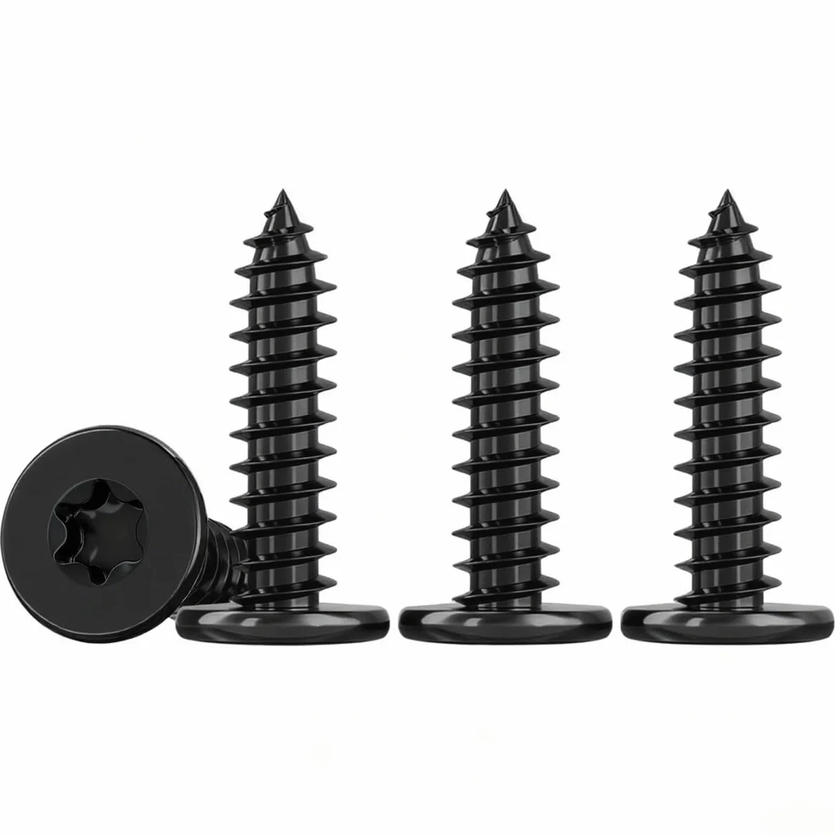 ‌Drenky Śruby M5 do blachy z łbem płaskim Czarne Śruby ze stali nierdzewnej A2 V2A Torx M5 x 20 mm, 50 sztuk