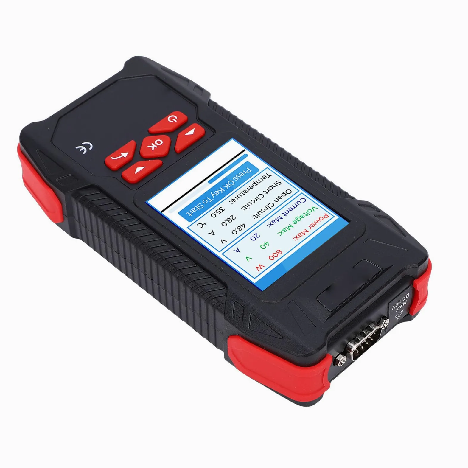 Wakects Tester Paneli Słonecznych, Multimetr Fotowoltaiczny MPPT z 3,2-calowym Wyświetlaczem LCD, Testowanie Prądu Napięciowego PV 2000 W od 0 do 40 A, Akumulator 1500 MAh do Inspekcji Paneli