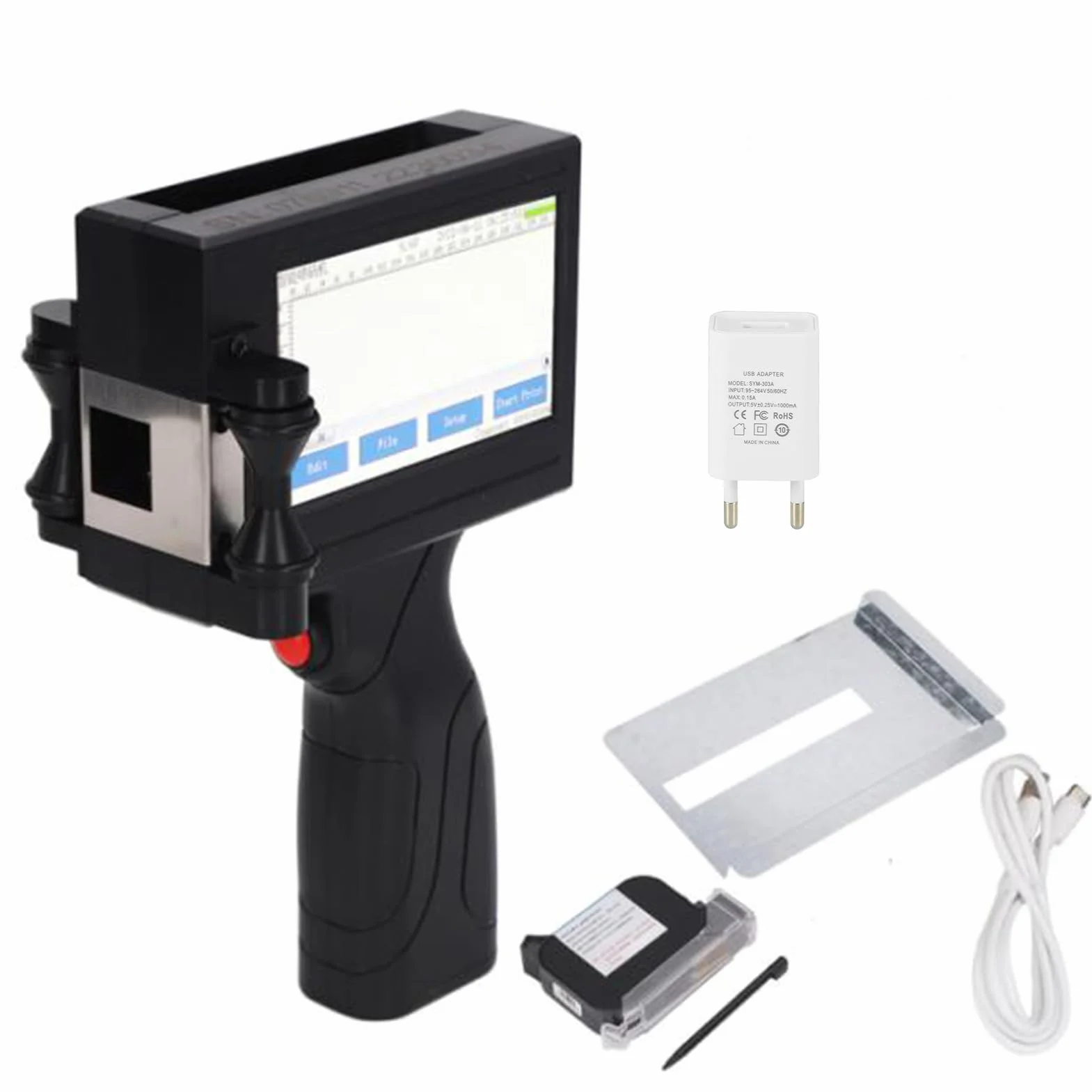 Ręczna Drukarka Atramentowa, Ręczny Pistolet do Drukarek Atramentowych SC18 12,7 Mm z Ekranem Dotykowym LED o Przekątnej 4,3 Cala, Przenośna Maszyna do Kodowania Atramentowego