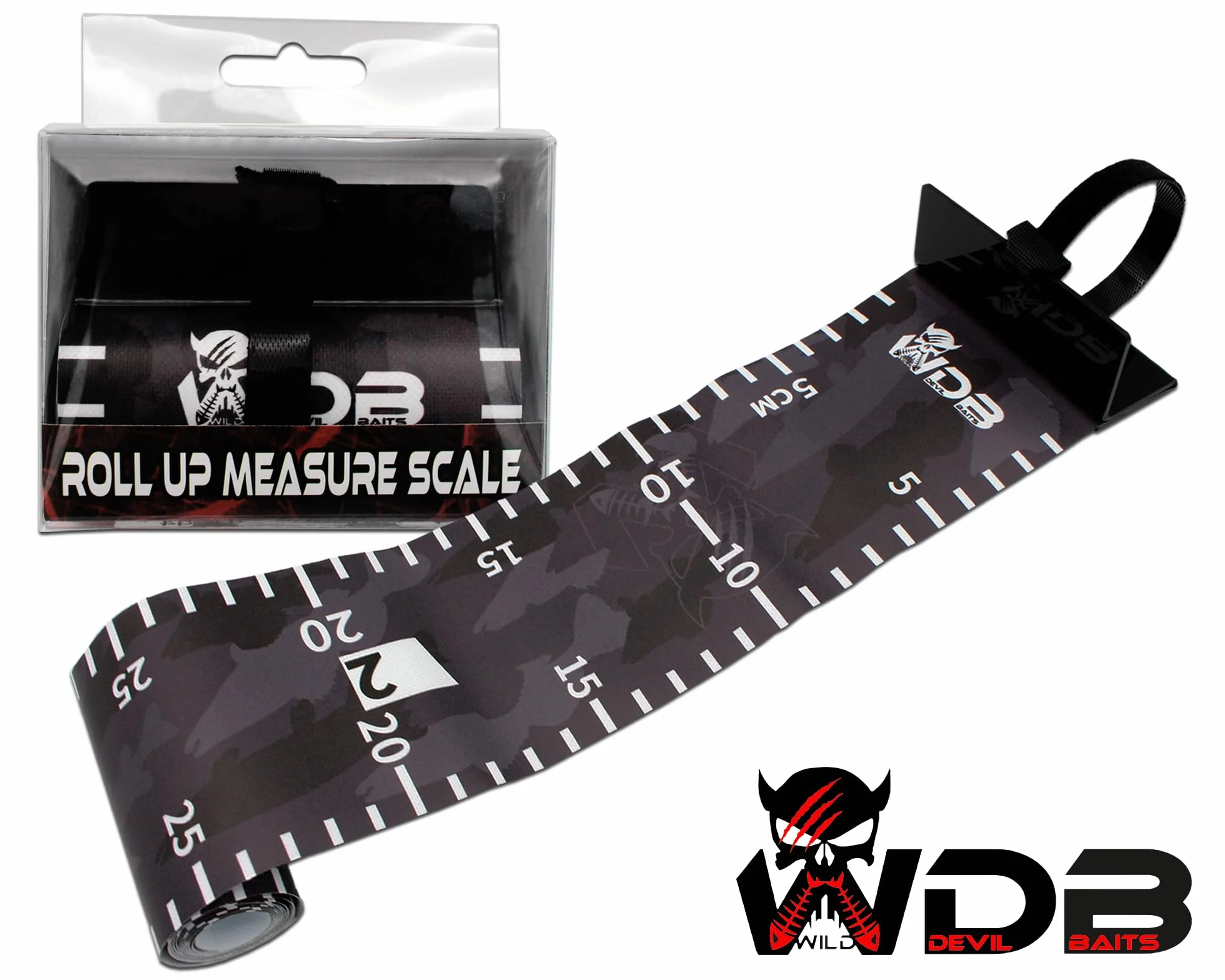 Angel-Berger Wild Devil Baits Rollup Measure Scale Fish Ruler taśma miernicza do pomiaru ryb