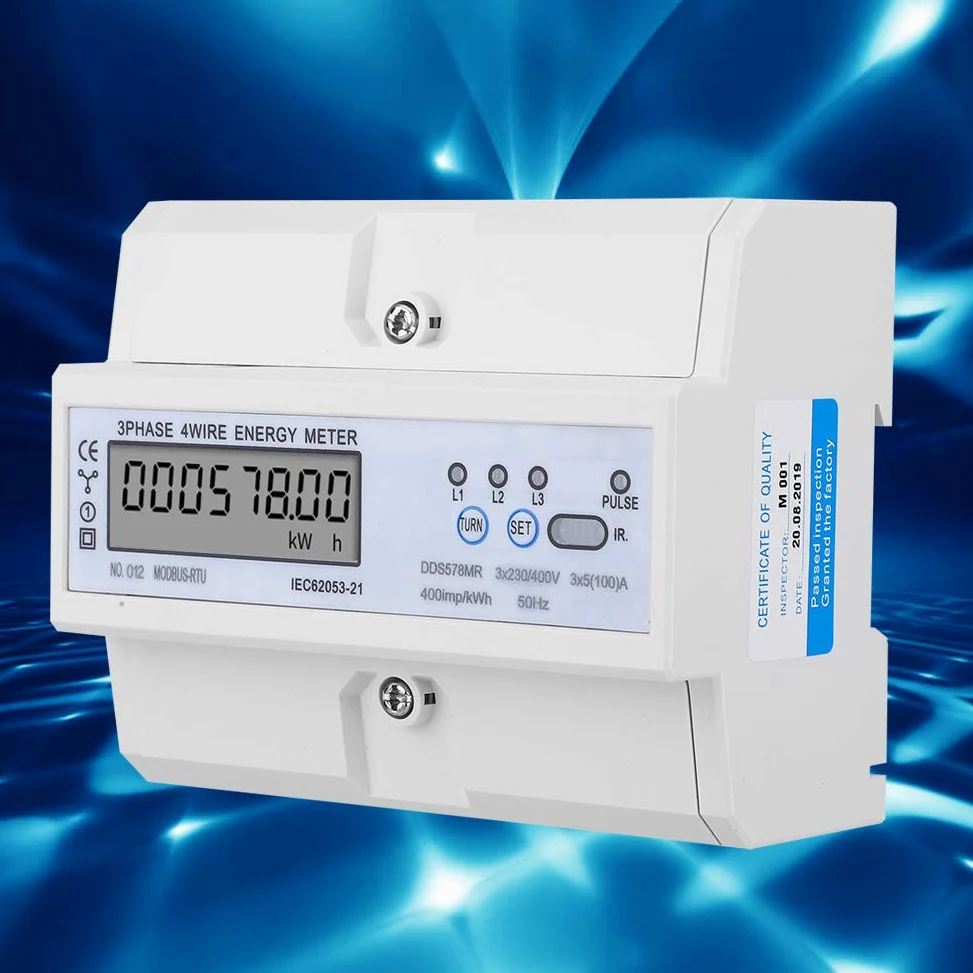 3 Faza 4 Miernik Energii, Monitor Energii Elektrycznej, Analizator z komunikacją, Wyświetlacz LCD dla Napięcia, Prądu, Częstotliwości, Współczynnika Mocy