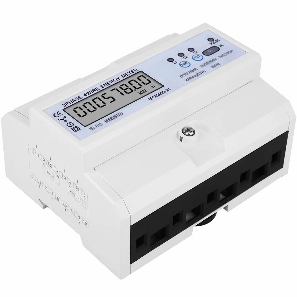3 Faza 4 Miernik Energii, Monitor Energii Elektrycznej, Analizator z komunikacją, Wyświetlacz LCD dla Napięcia, Prądu, Częstotliwości, Współczynnika Mocy