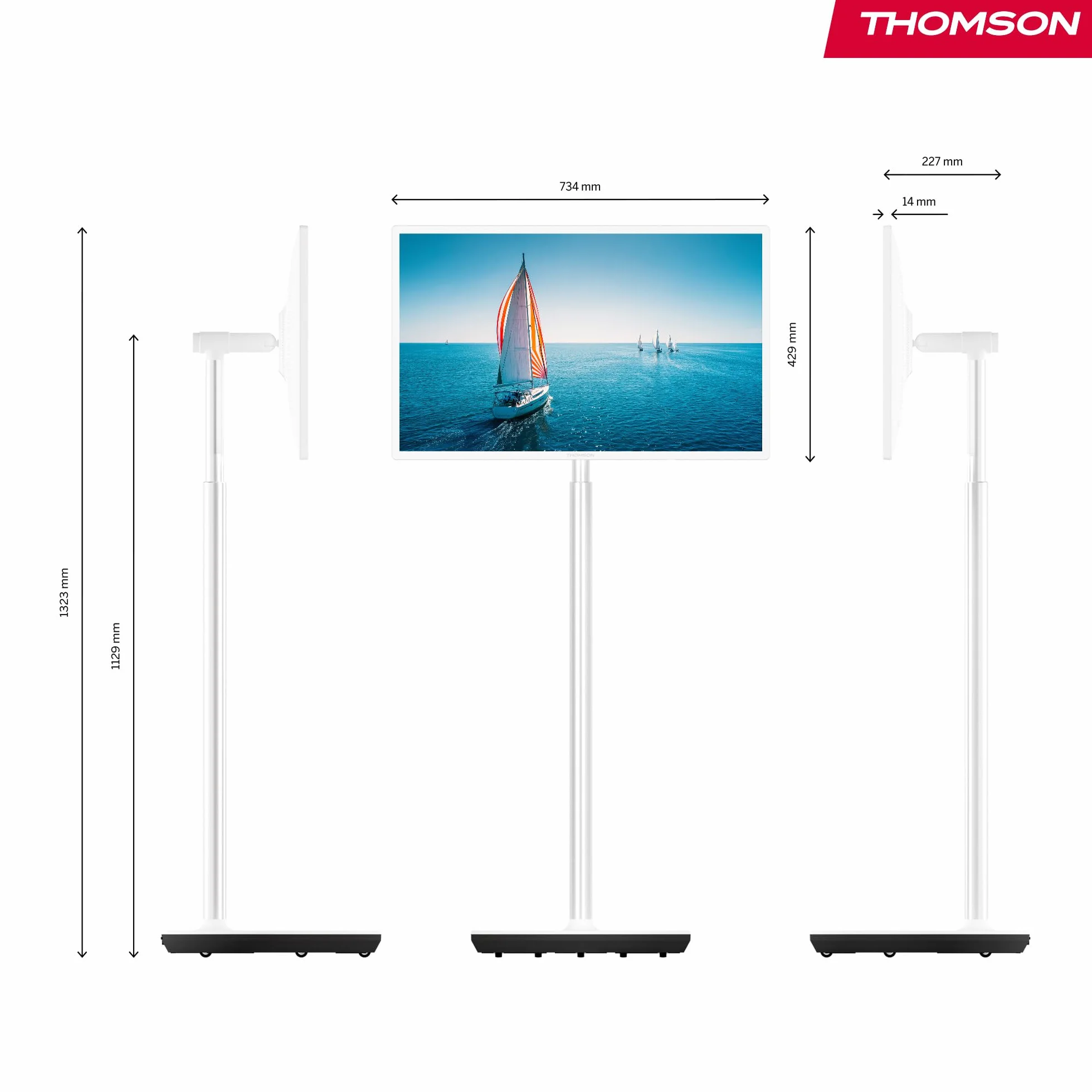 Thomson Go TV 32 cale (81 cm), przenośny telewizor z systemem Android – HD Ready (1366×768), sterowanie głosowe, Bluetooth 5.1, Wi-Fi, funkcja hotspotu, do 4 godzin pracy na baterii