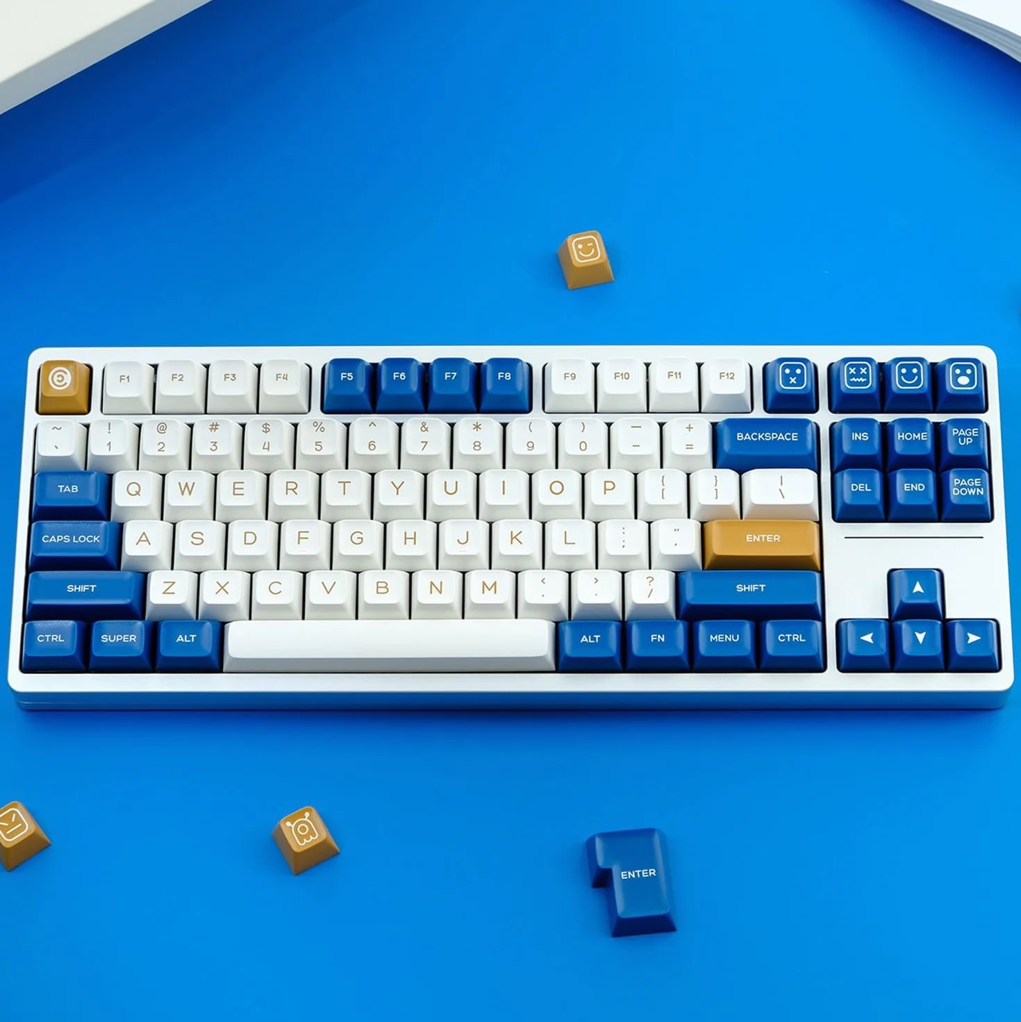 Two-color Keycaps, 160 Keys/ABS/SA Profile/Doubleshot Keycap For MX Switch Custom Mechanical Keyboard (Color : Blue+White)
