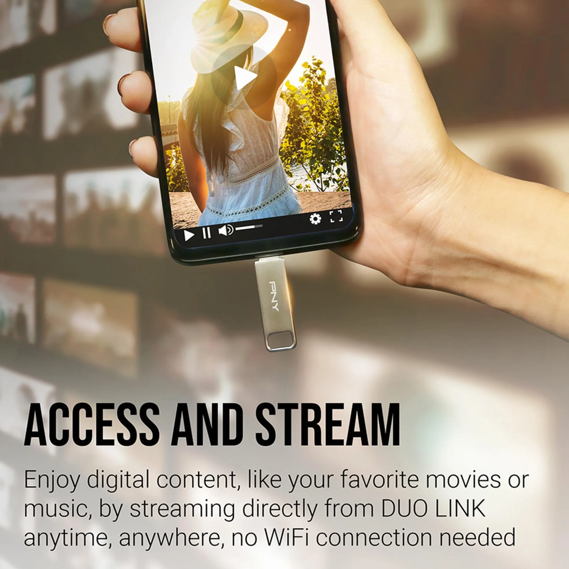 PNY 64 GB Duo Link USB 3.2 typu C podwójny dysk flash do urządzeń z systemem Android i komputerów, zewnętrzna mobilna pamięć do zdjęć, filmów i innych urządzeń - 200 MB/s